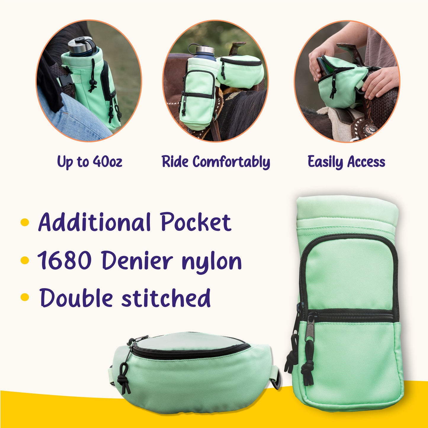 Horse Saddle Pommel Bag & Bottle Holder Set, Saddle Drink Holder, Horse Tack, Horse Gifts, Horse Stuff, Equestrian Gifts, Saddle Accessories