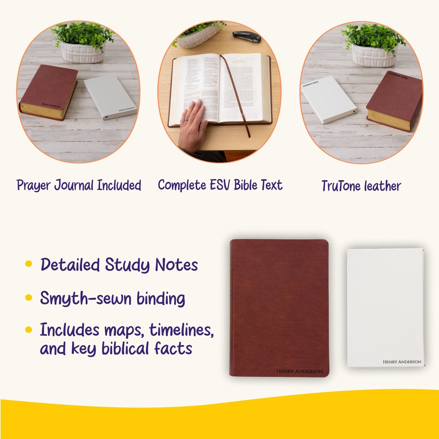 Personalized ESV Bible & Prayer Journal Set, Men's Study Bible, Custom Engraved with Name, Christian Gift, Baptism Gift for men - Religious Books - Aylev