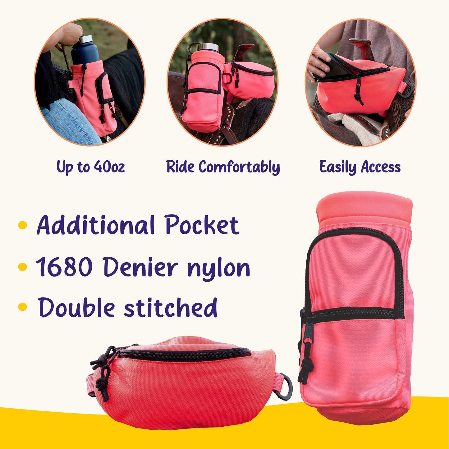 Horse Saddle Pommel Bag & Bottle Holder Set, Saddle Drink Holder, Horse Tack, Horse Gifts, Horse Stuff, Equestrian Gifts, Saddle Accessories