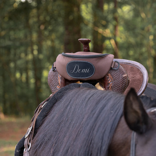 Personalized Horse Saddle Pommel Bag, Equestrian Storage Bag for Trail Riding & Horse Tack, Multiple Colors - Horse Tack Accessories - Aylev