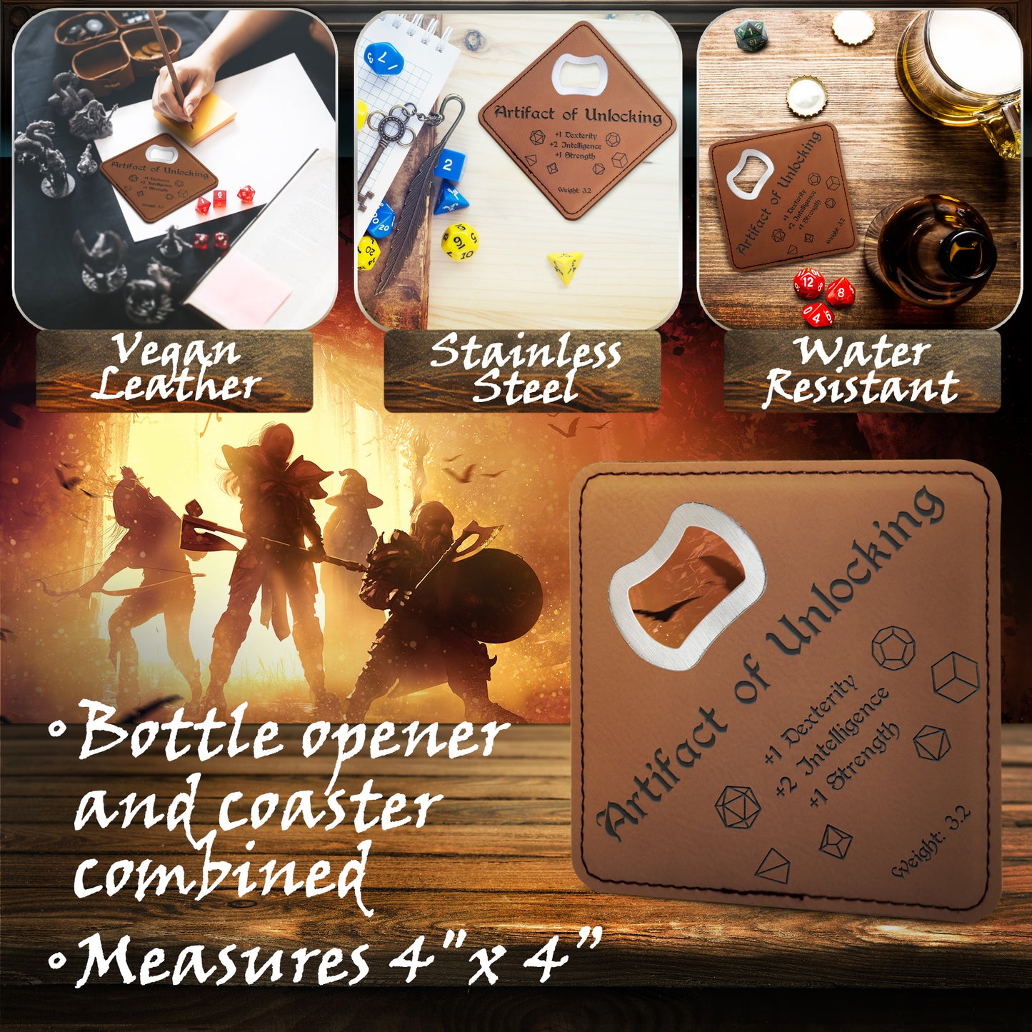 Dungeons and Dragons Artifact of Unlocking DnD Coaster Bottle Opener | DnD Gift for Men | Dungeon Master Gift | DnD Stuff | D&D Gifts - Aylev