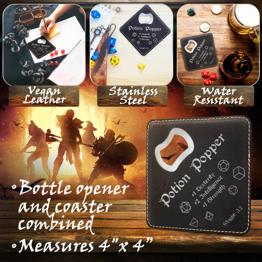 \Dungeons and Dragons Potion Popper DnD Coaster Bottle Opener | DnD Gift for Men | Dungeon Master Gift | DnD Stuff | D&D Gifts - Aylev