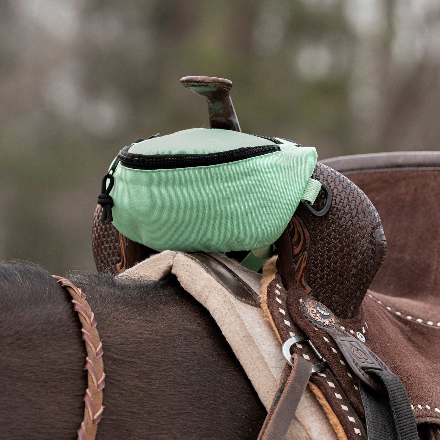 Horse Saddle Bag, Green Pommel Bag Horse Saddle, Horse Tack, Horse Gifts, Horse Stuff, Equestrian Gifts, Saddle Accessories