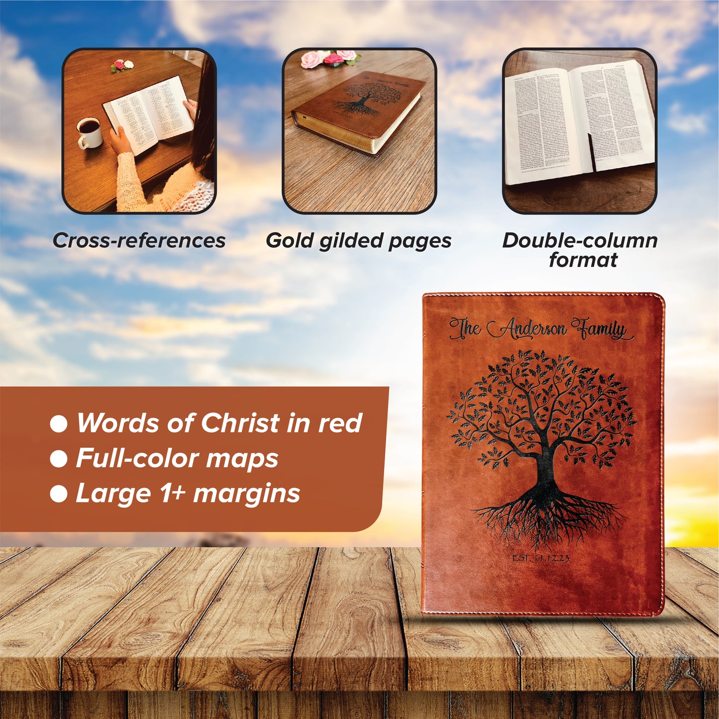 Personalized Family Bible | Custom ESV Family Bible | Engraved Family Bible Wedding Bible Christian Gifts Family Tree Bible for Wedding - Aylev