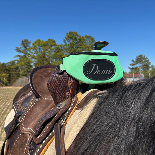 Personalized Horse Saddle Bag, Neon Green Pommel Bag Horse Saddle, Horse Tack, Horse Gifts, Horse Stuff, Equestrian Gifts, Saddle Accessories