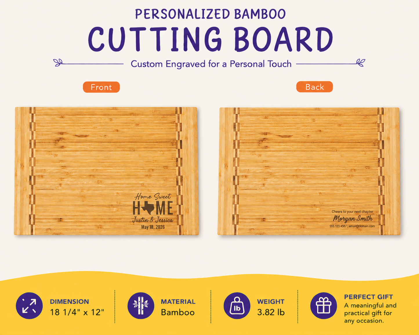 Personalized Realtor Closing Gift, Custom Engraved Bamboo Cutting Board, Real Estate Client Gift, New Home Housewarming Keepsake