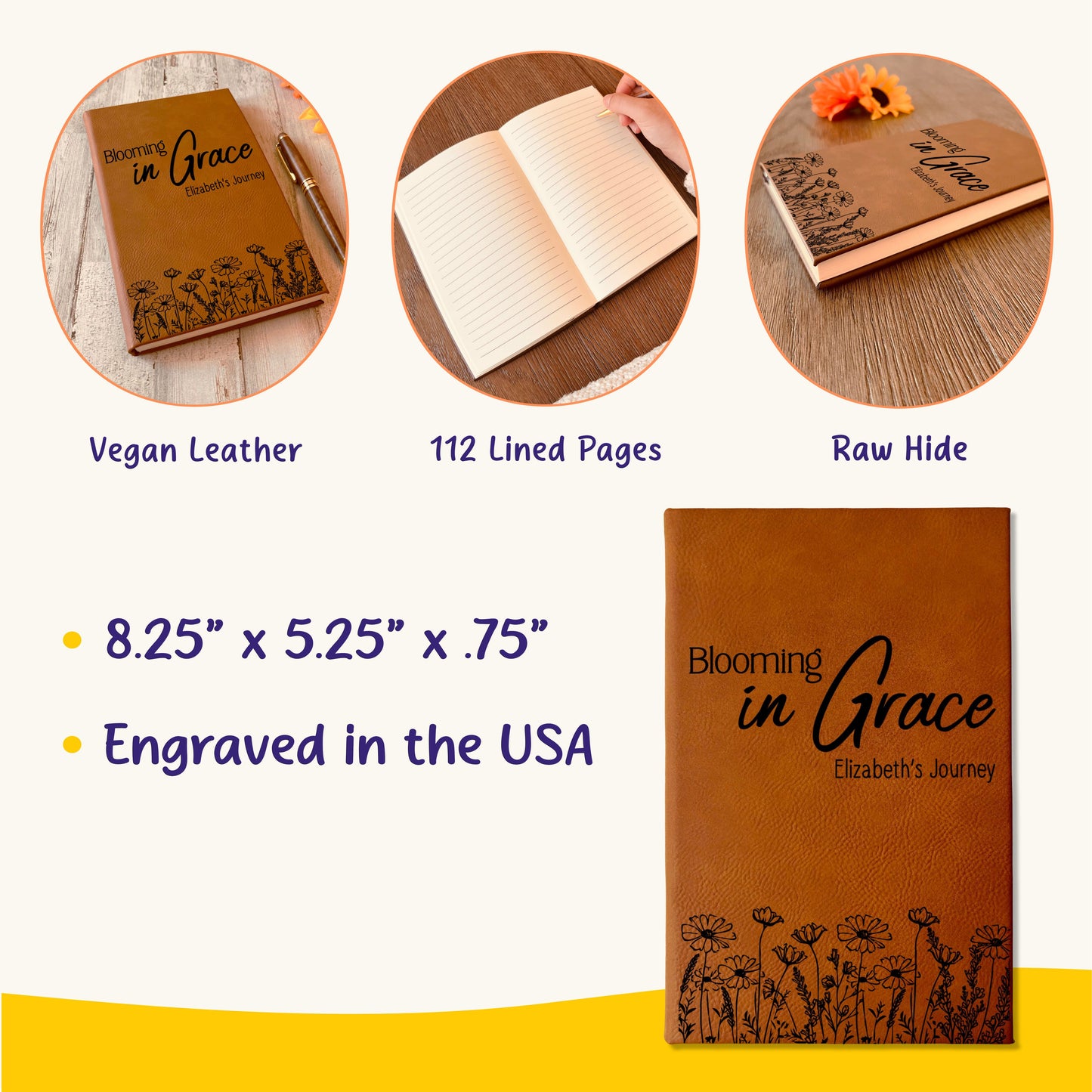 Personalized Christian Prayer Journal for Men & Women, Custom Engraved Name, Daily Devotional, Scripture Writing, Gratitude and Faith Gift