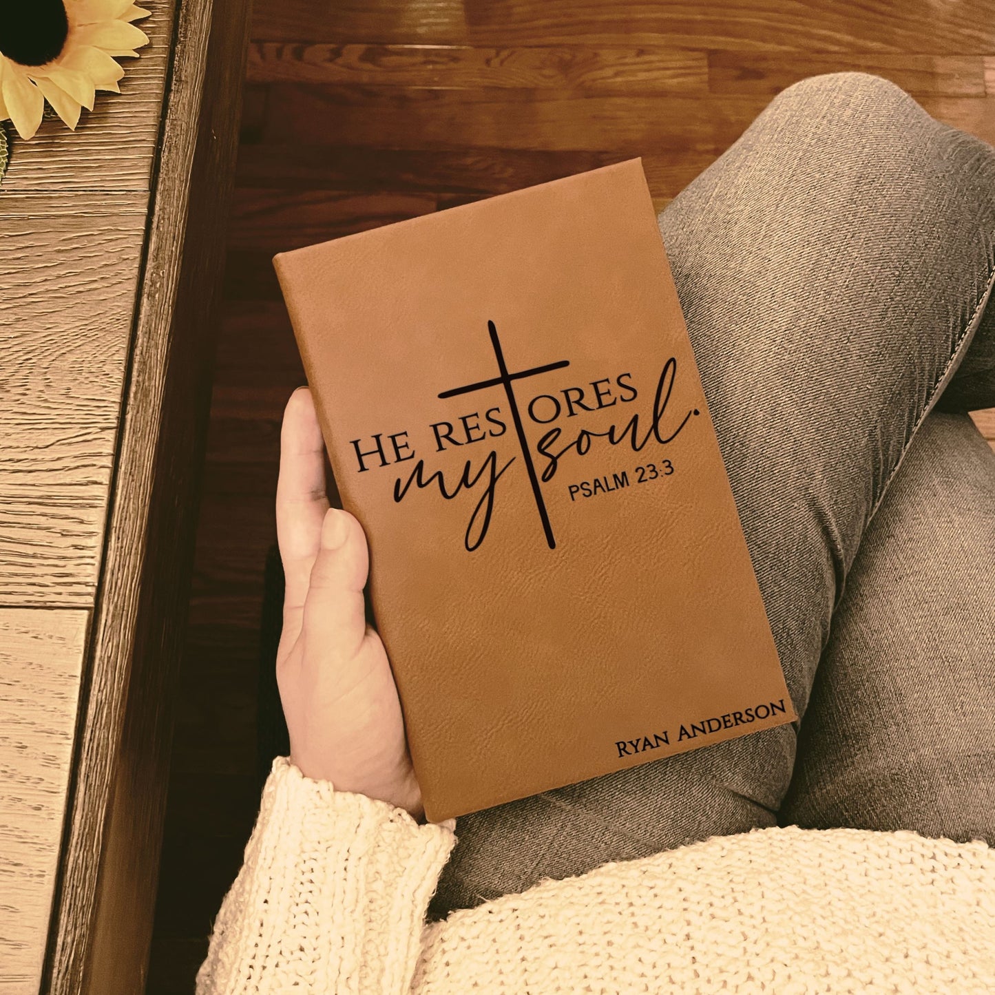 Personalized Christian Prayer Journal for Men & Women, Custom Engraved Name, Daily Devotional, Scripture Writing, Gratitude and Faith Gift