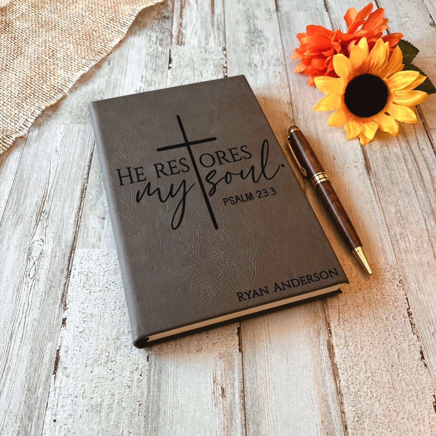 Personalized Christian Prayer Journal for Men & Women, Custom Engraved Name, Daily Devotional, Scripture Writing, Gratitude and Faith Gift
