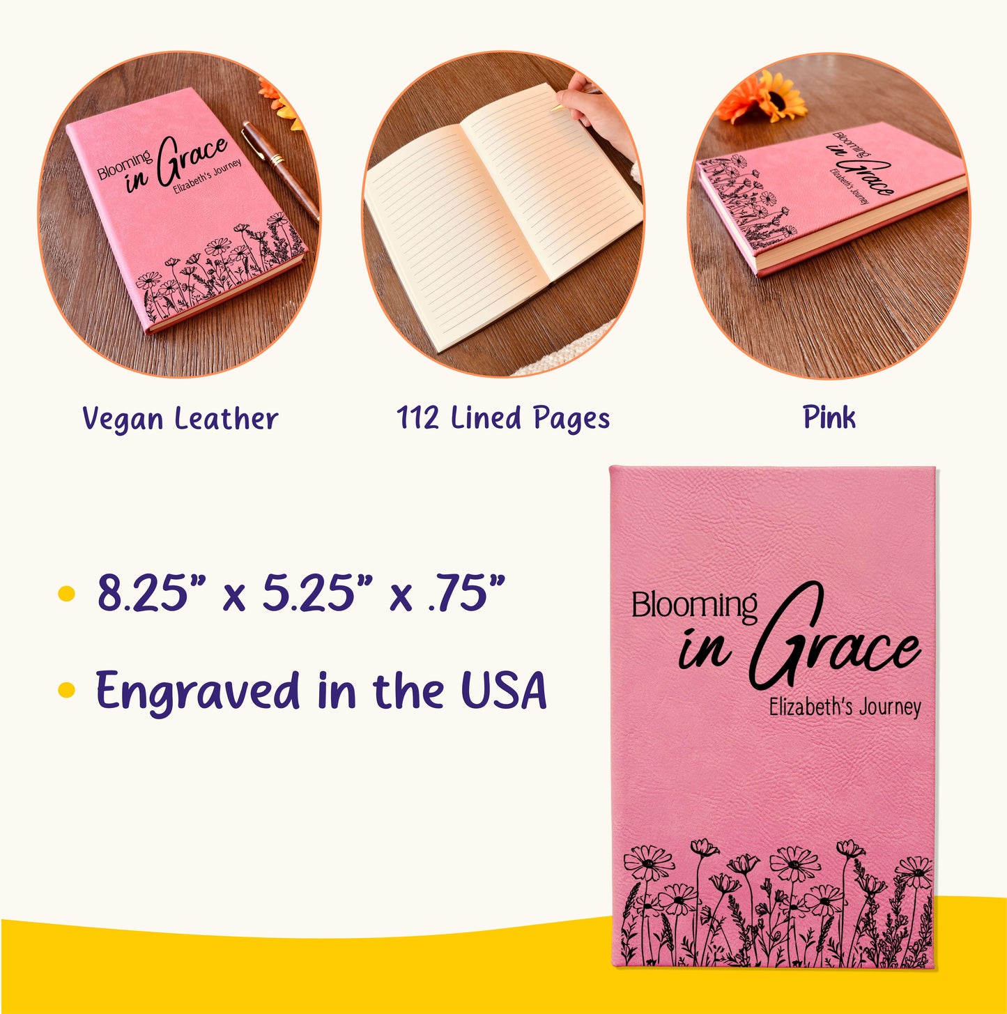 Personalized Christian Prayer Journal for Men & Women, Custom Engraved Name, Daily Devotional, Scripture Writing, Gratitude and Faith Gift