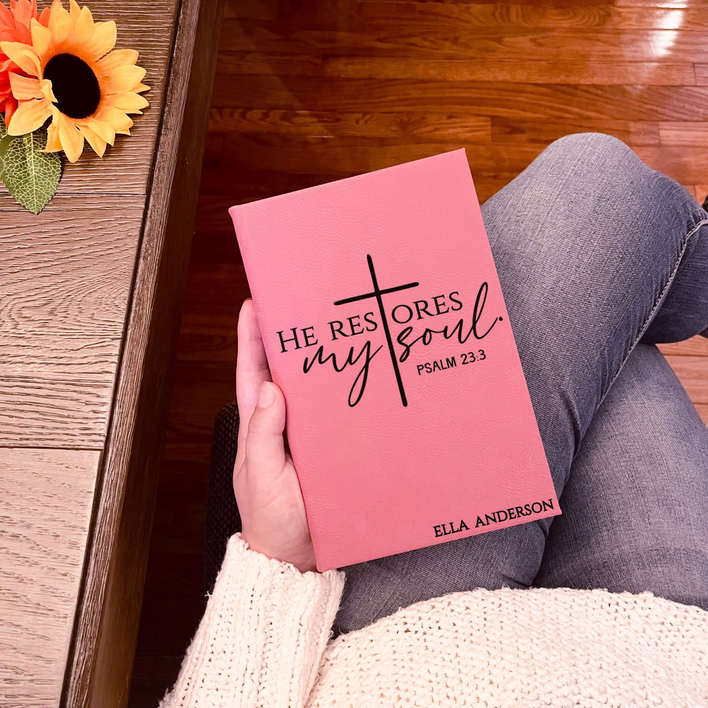 Personalized Christian Prayer Journal for Men & Women, Custom Engraved Name, Daily Devotional, Scripture Writing, Gratitude and Faith Gift