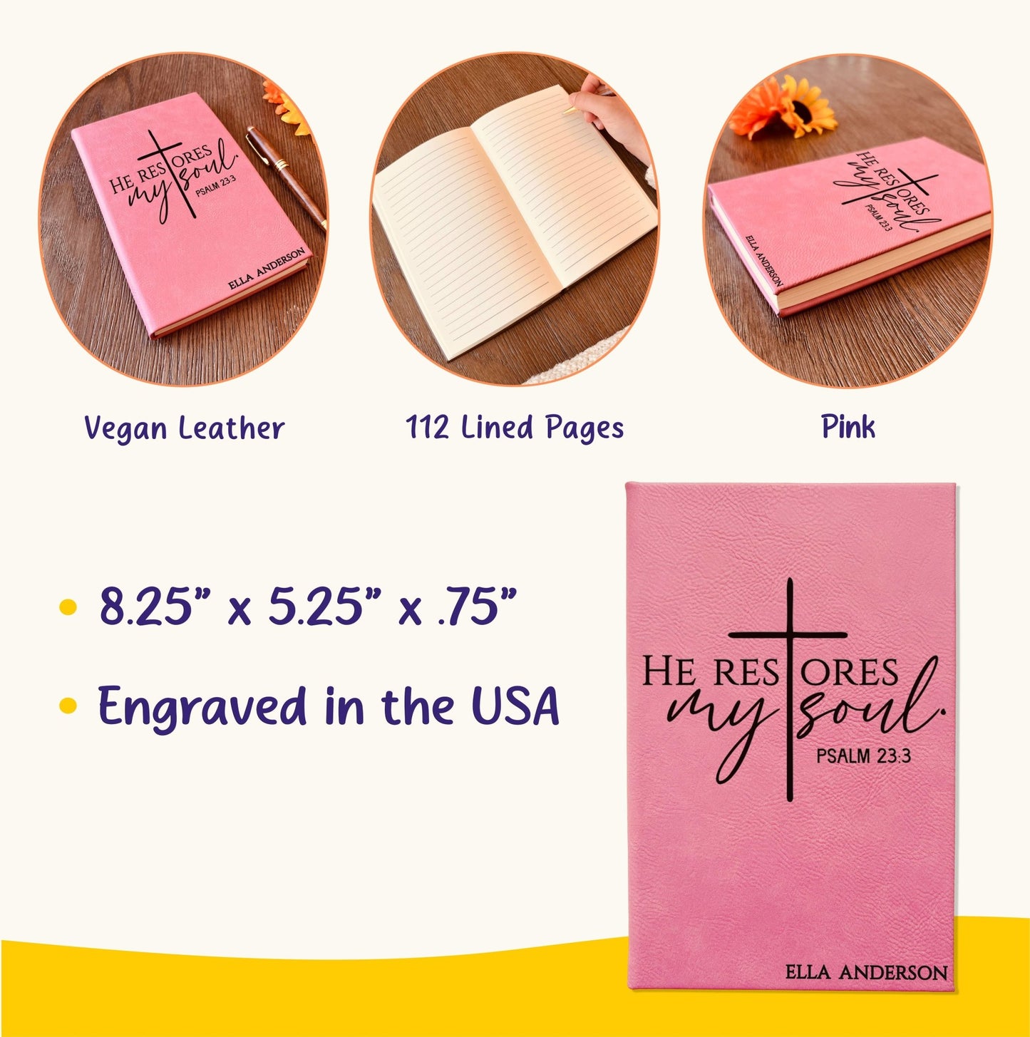 Personalized Christian Prayer Journal for Men & Women, Custom Engraved Name, Daily Devotional, Scripture Writing, Gratitude and Faith Gift - Religious Books - Aylev