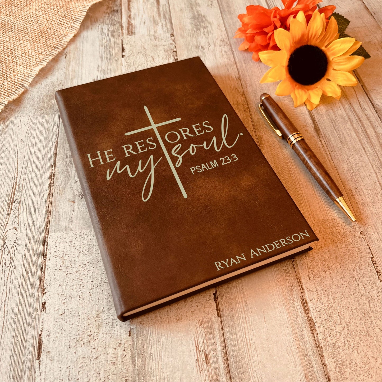 Personalized Christian Prayer Journal for Men & Women, Custom Engraved Name, Daily Devotional, Scripture Writing, Gratitude and Faith Gift