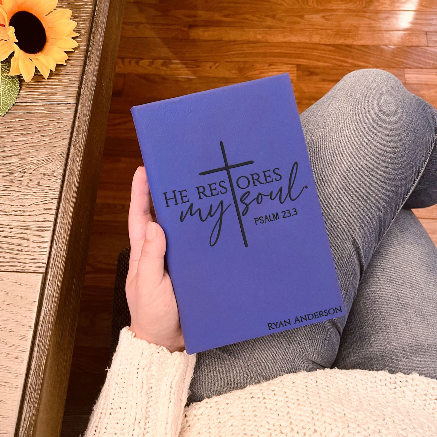 Personalized Christian Prayer Journal for Men & Women, Custom Engraved Name, Daily Devotional, Scripture Writing, Gratitude and Faith Gift