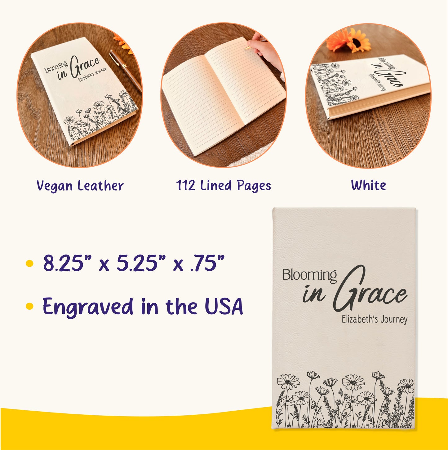 Personalized Christian Prayer Journal for Men & Women, Custom Engraved Name, Daily Devotional, Scripture Writing, Gratitude and Faith Gift