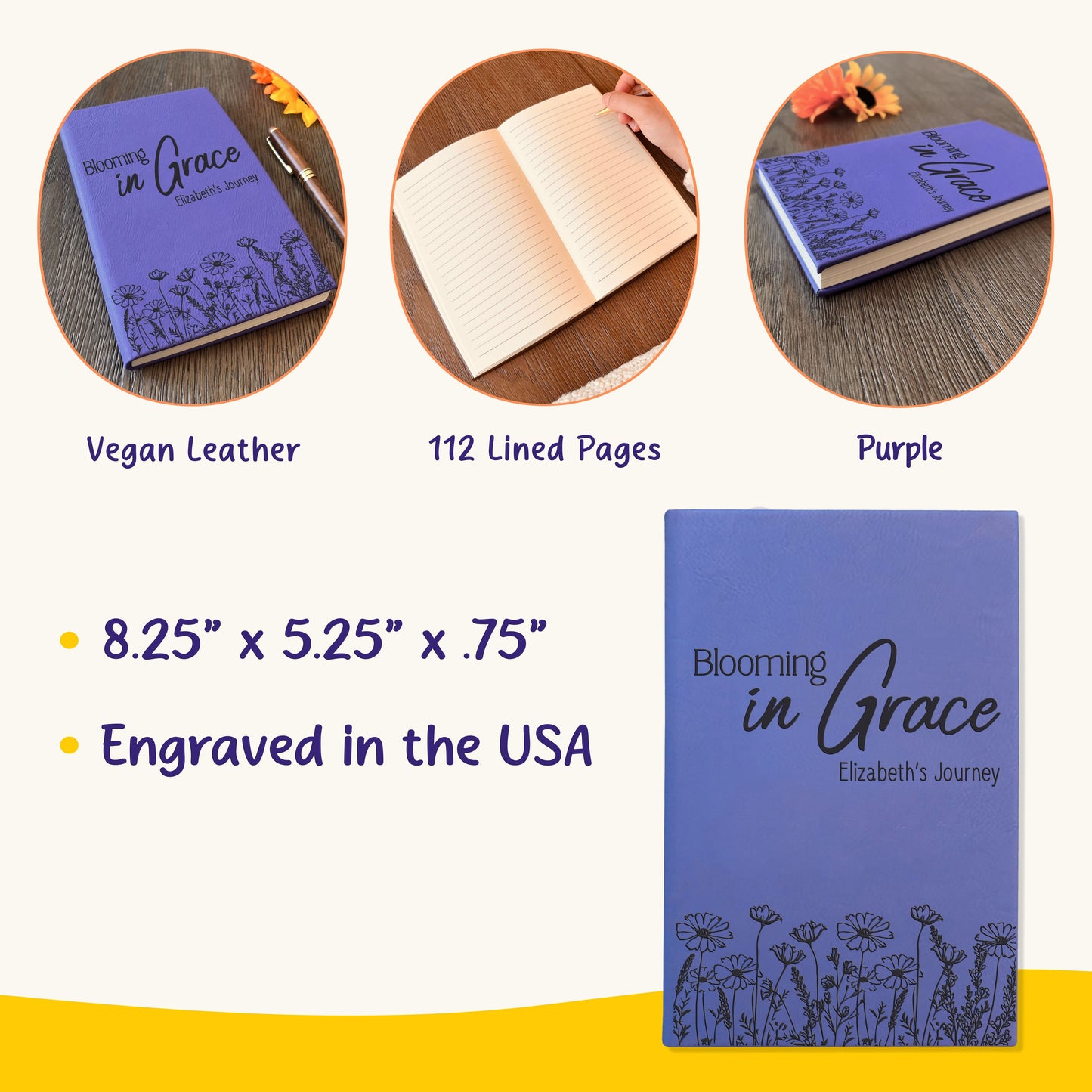 Personalized Christian Prayer Journal for Men & Women, Custom Engraved Name, Daily Devotional, Scripture Writing, Gratitude and Faith Gift