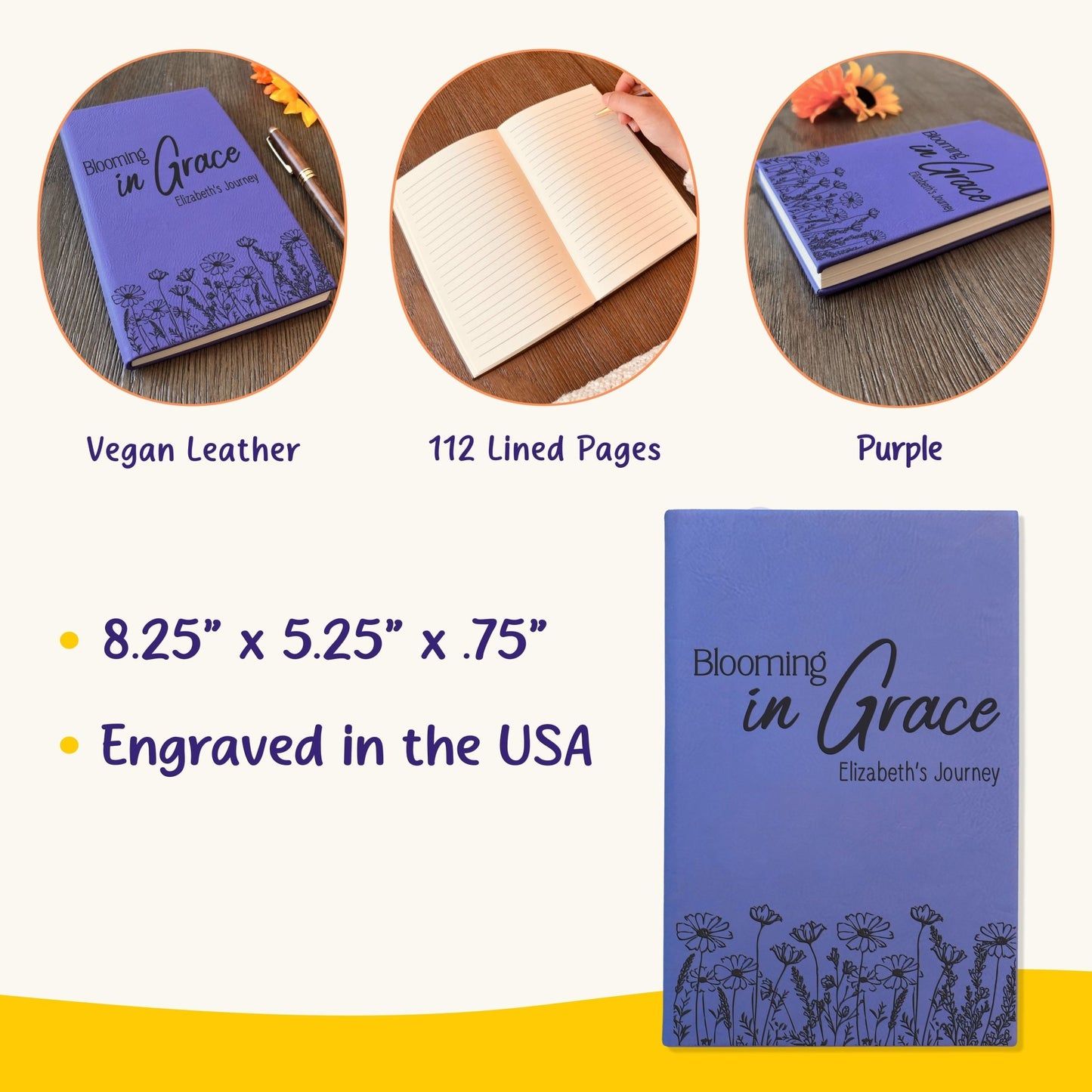 Personalized Christian Prayer Journal for Men & Women, Custom Engraved Name, Daily Devotional, Scripture Writing, Gratitude and Faith Gift - Religious Books - Aylev