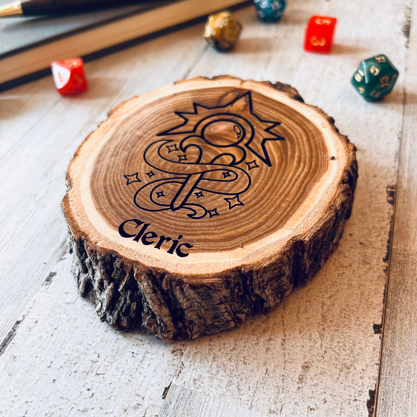 Dungeons and Dragons Real Wood Cleric DnD Coaster | DnD Accessories | DnD Gift for Men | Dungeon Master Gift | DnD Stuff | D&D Gifts - Aylev