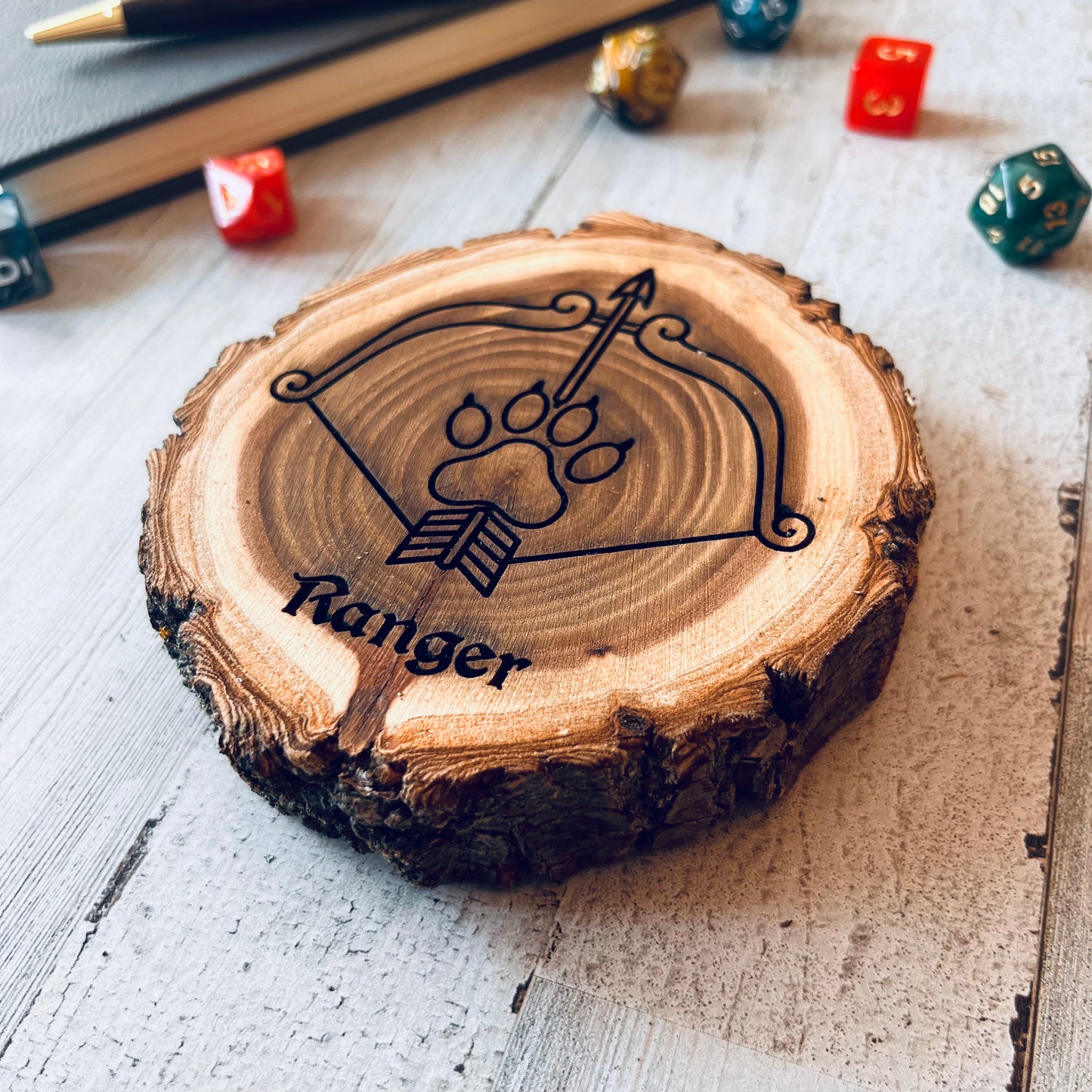Dungeons and Dragons Real Wood Ranger DnD Coaster | DnD Accessories | DnD Gift for Men | Dungeon Master Gift | DnD Stuff | D&D Gifts - Aylev