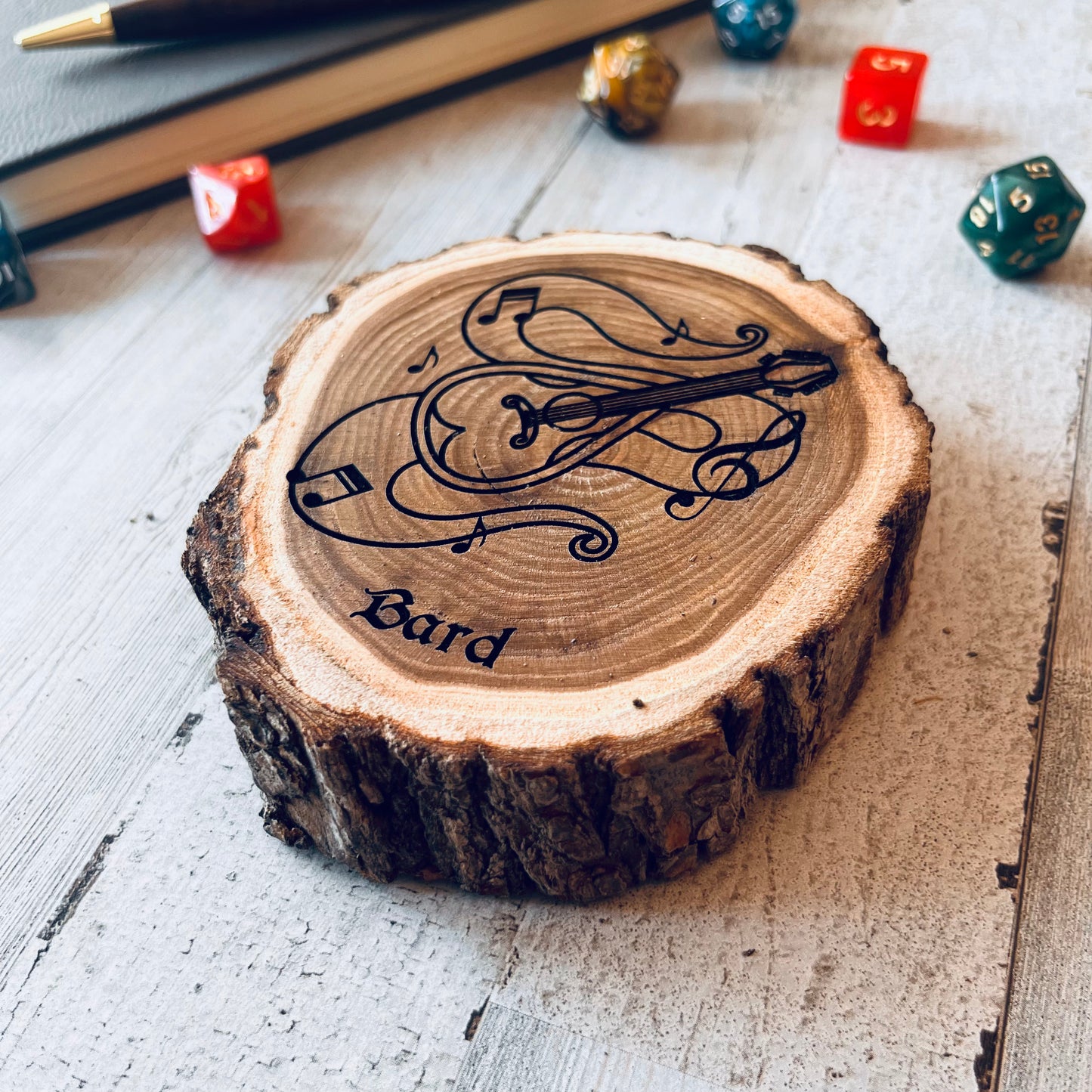 Dungeons and Dragons Real Wood Bard DnD Coaster | DnD Accessories | DnD Gift for Men | Dungeon Master Gift | DnD Stuff | D&D Gifts - Aylev
