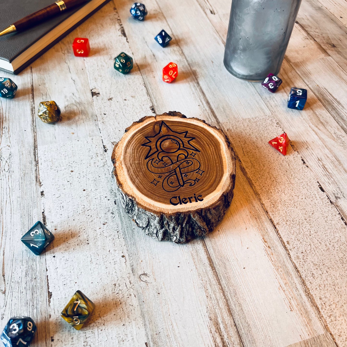Dungeons and Dragons Real Wood Cleric DnD Coaster | DnD Accessories | DnD Gift for Men | Dungeon Master Gift | DnD Stuff | D&D Gifts - Aylev