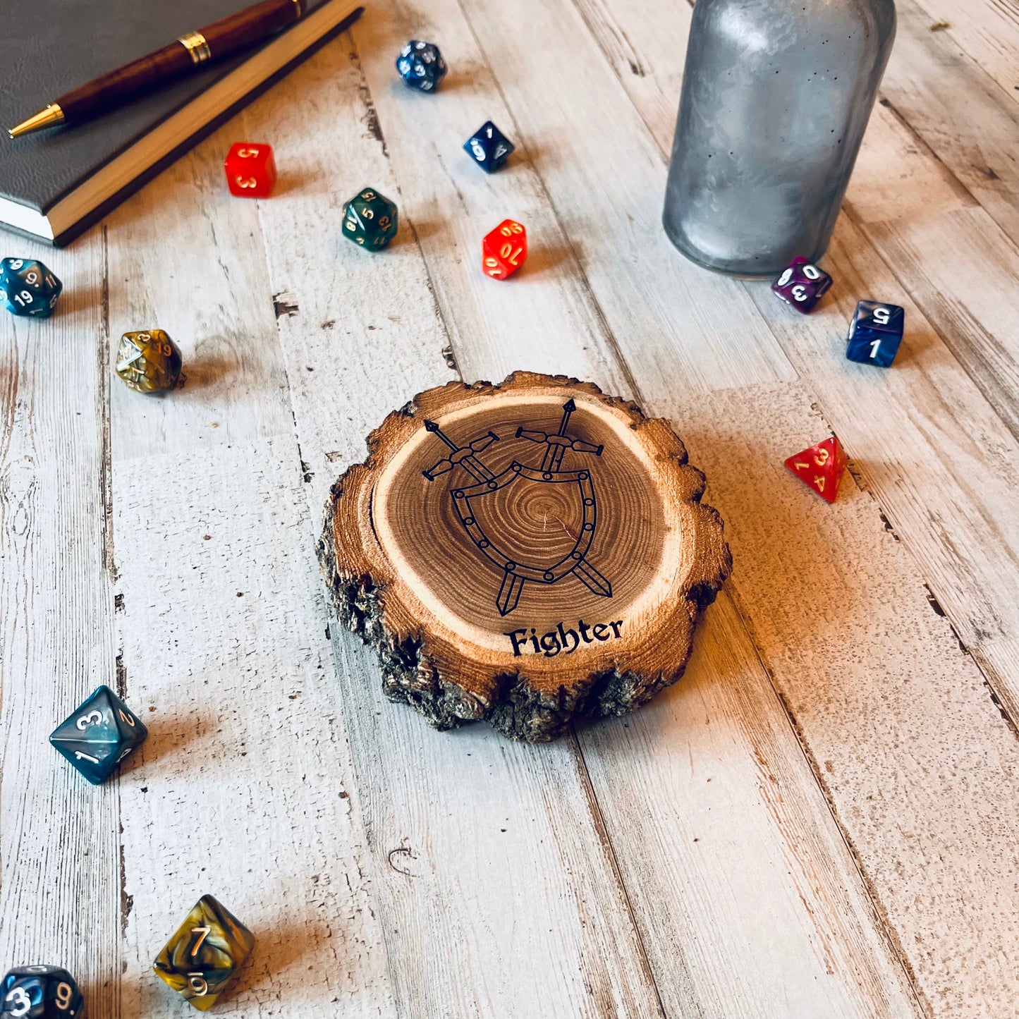 Dungeons and Dragons Real Wood Fighter DnD Coaster | DnD Accessories | DnD Gift for Men | Dungeon Master Gift | DnD Stuff | D&D Gifts - Aylev