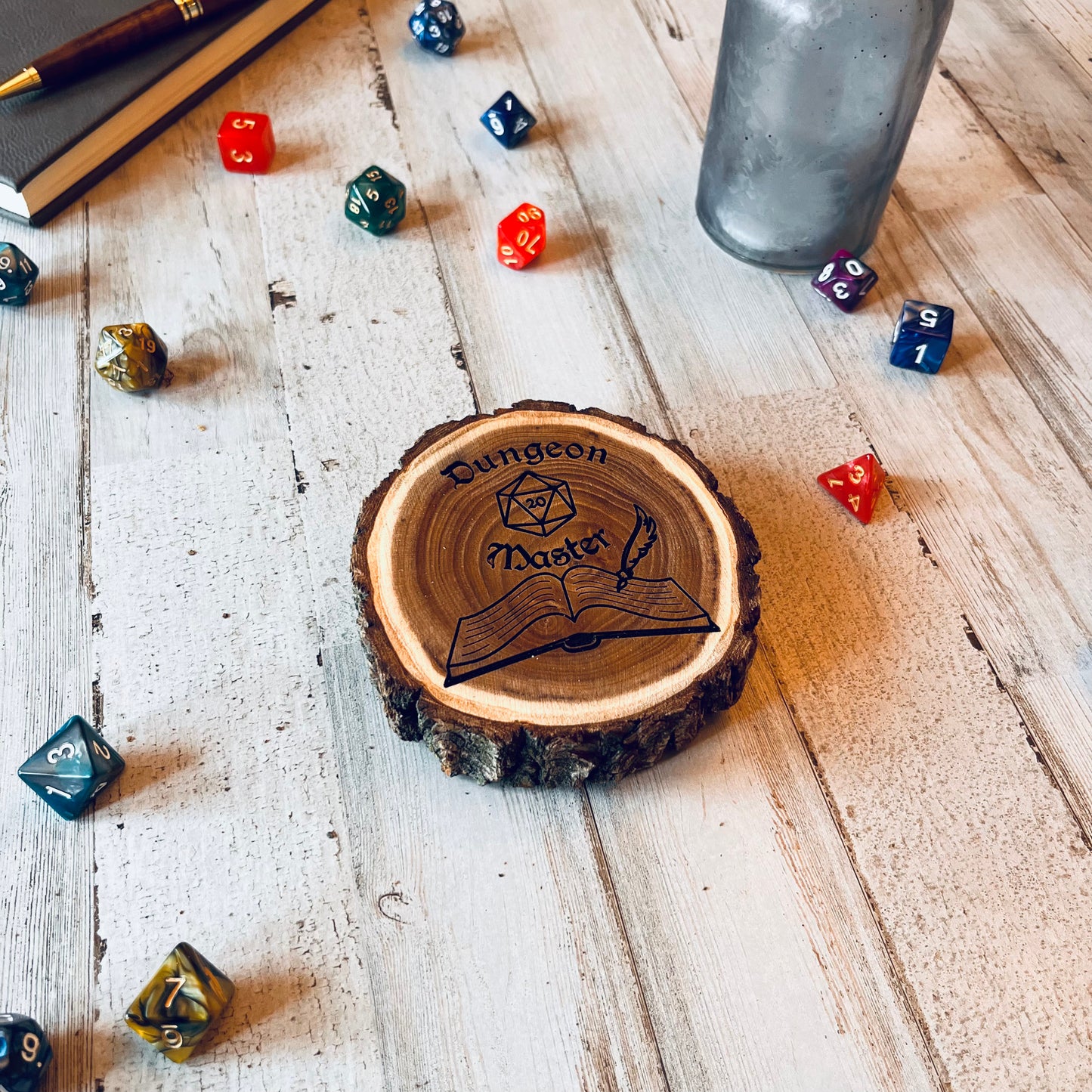 Dungeons and Dragons Real Wood Dungeon Master DnD Coaster | DnD Accessories | DnD Gift for Men | Dungeon Master Gift | DnD Stuff | D&D Gifts - Aylev