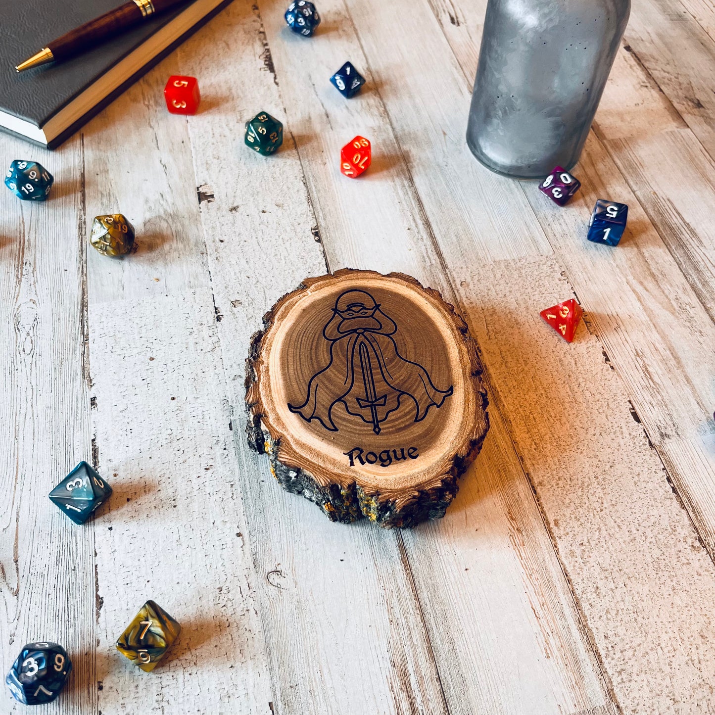 Dungeons and Dragons Real Wood Rogue DnD Coaster | DnD Accessories | DnD Gift for Men | Dungeon Master Gift | DnD Stuff | D&D Gifts - Aylev