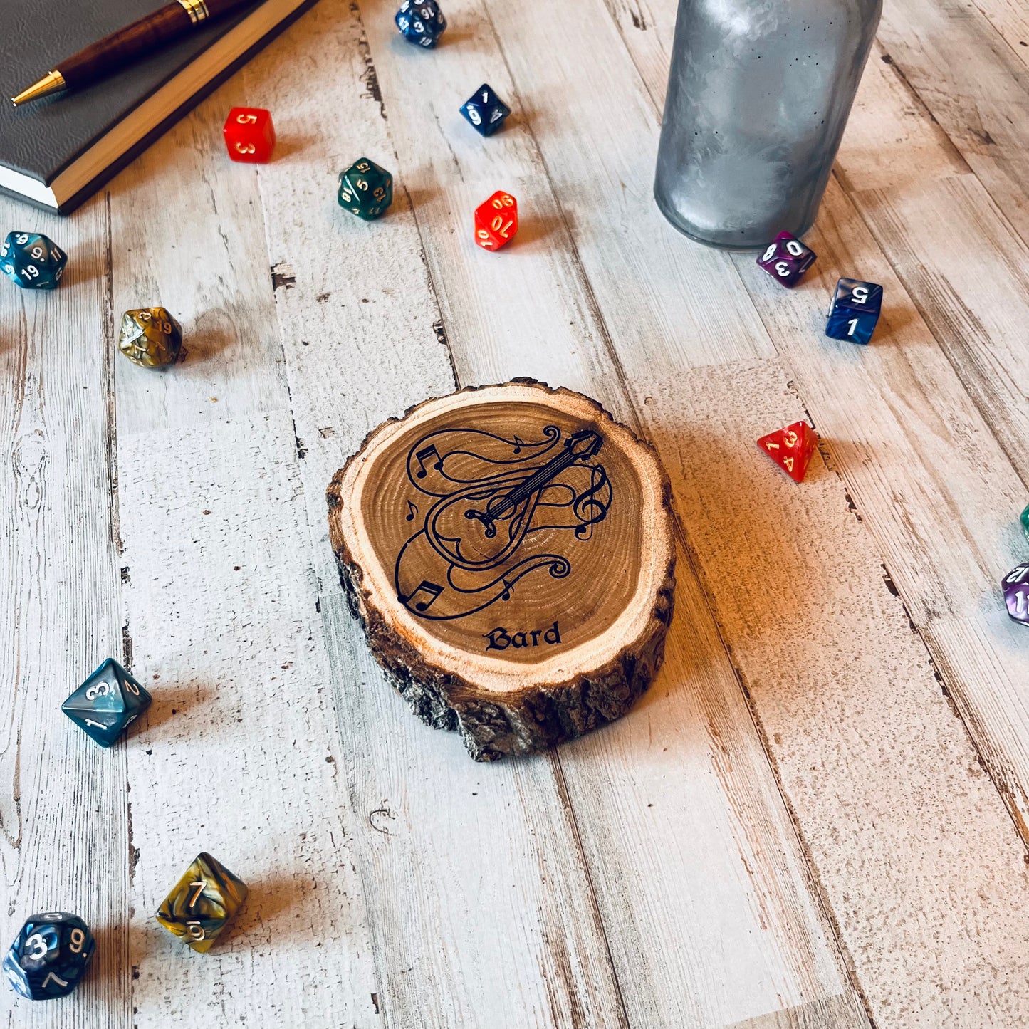 Dungeons and Dragons Real Wood Bard DnD Coaster | DnD Accessories | DnD Gift for Men | Dungeon Master Gift | DnD Stuff | D&D Gifts - Aylev