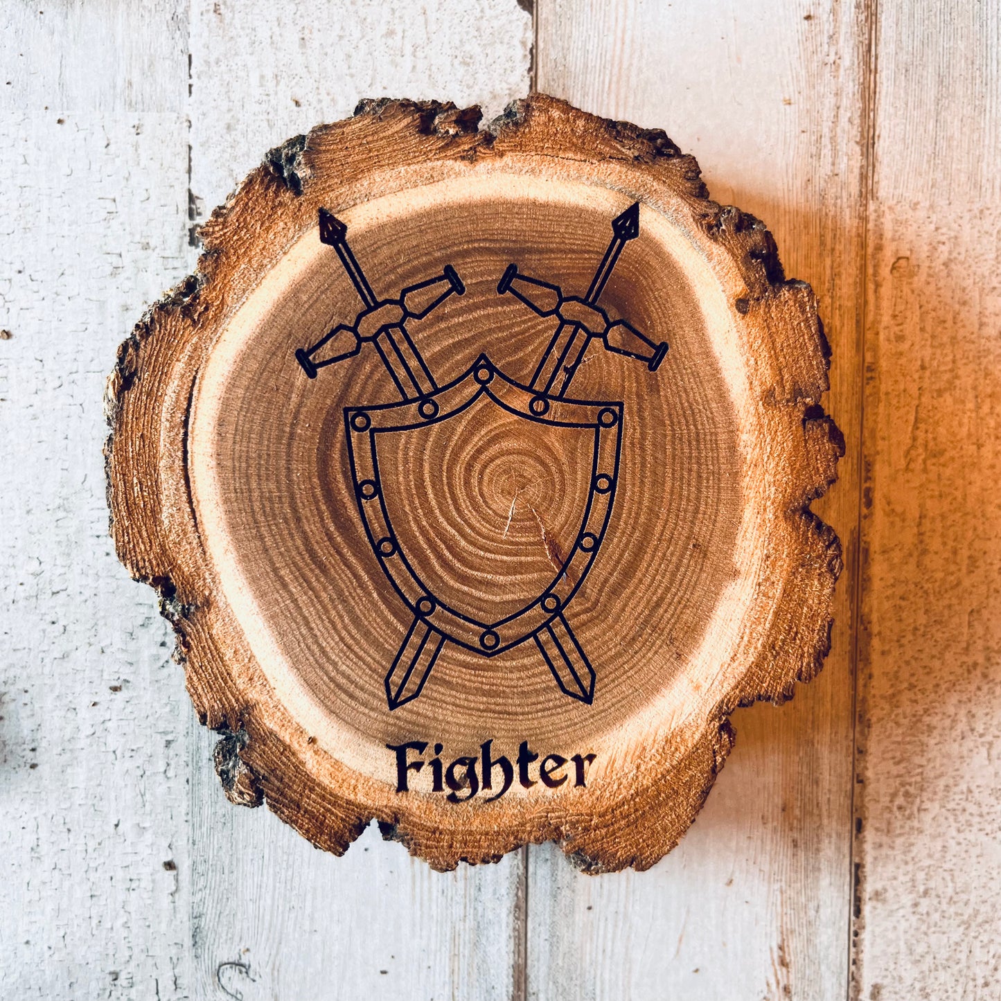 Dungeons and Dragons Real Wood Fighter DnD Coaster | DnD Accessories | DnD Gift for Men | Dungeon Master Gift | DnD Stuff | D&D Gifts - Aylev