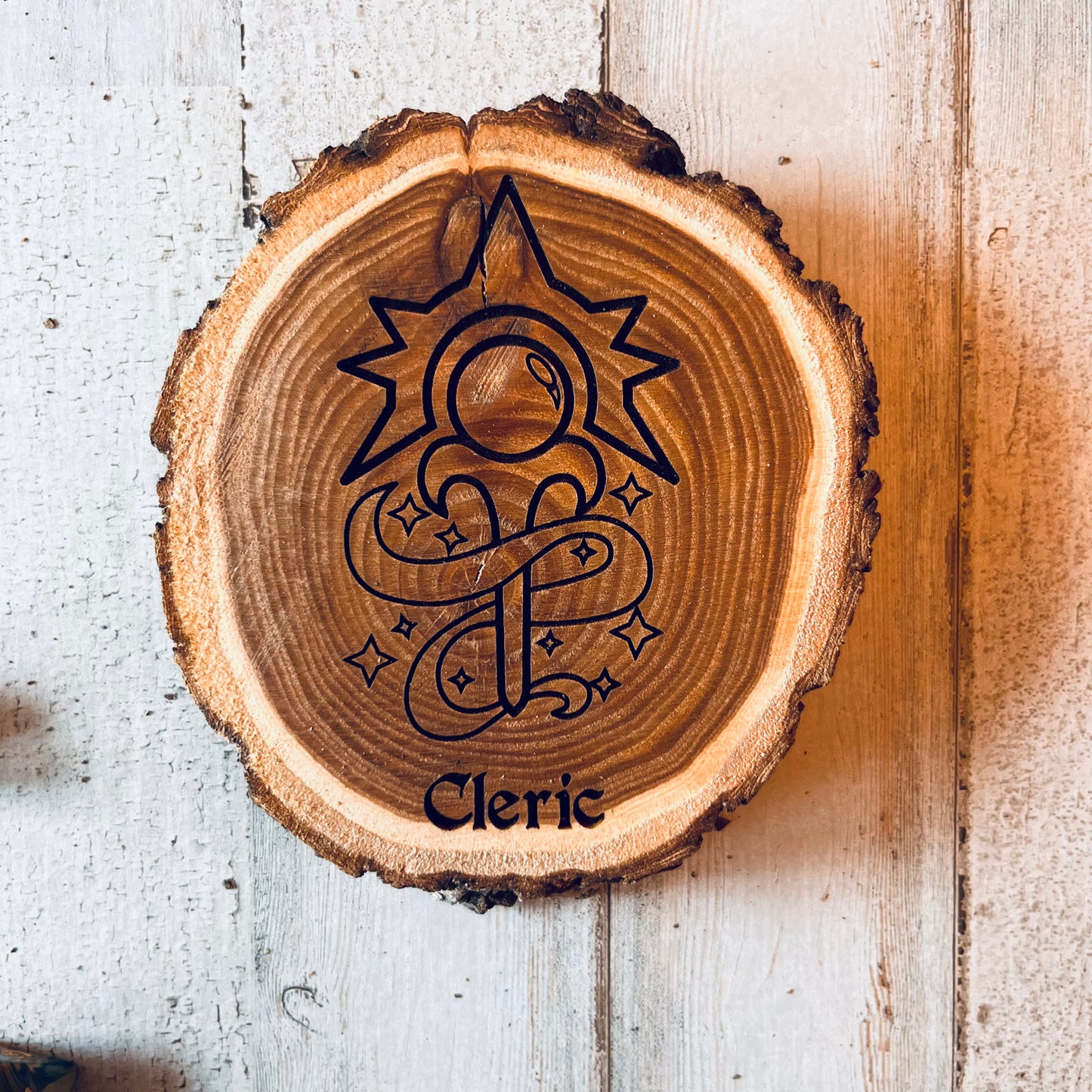 Dungeons and Dragons Real Wood Cleric DnD Coaster | DnD Accessories | DnD Gift for Men | Dungeon Master Gift | DnD Stuff | D&D Gifts - Aylev