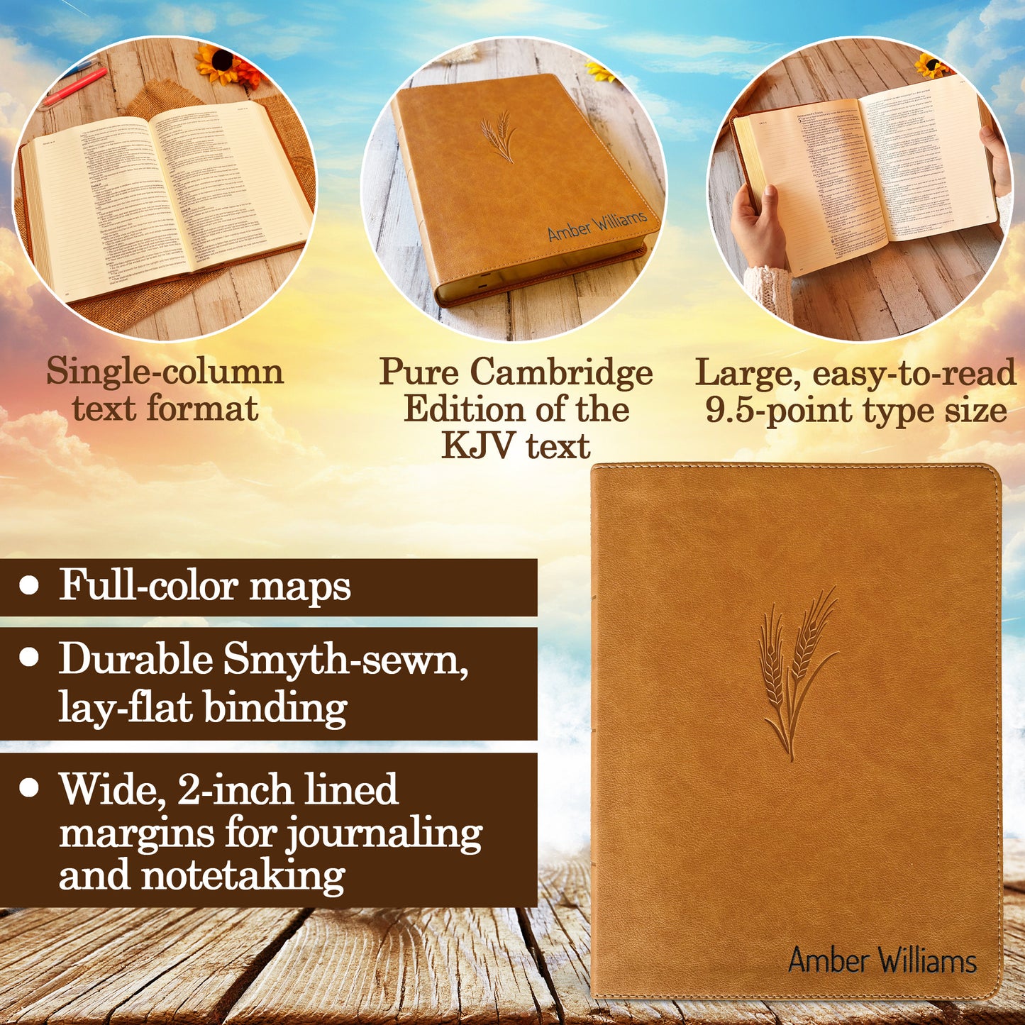 Personalized KJV Bible with Name Engraved, KJV Notetaking Large Print Bible, Custom Bible Name Engraved, King James Version, Christian Gifts - Aylev