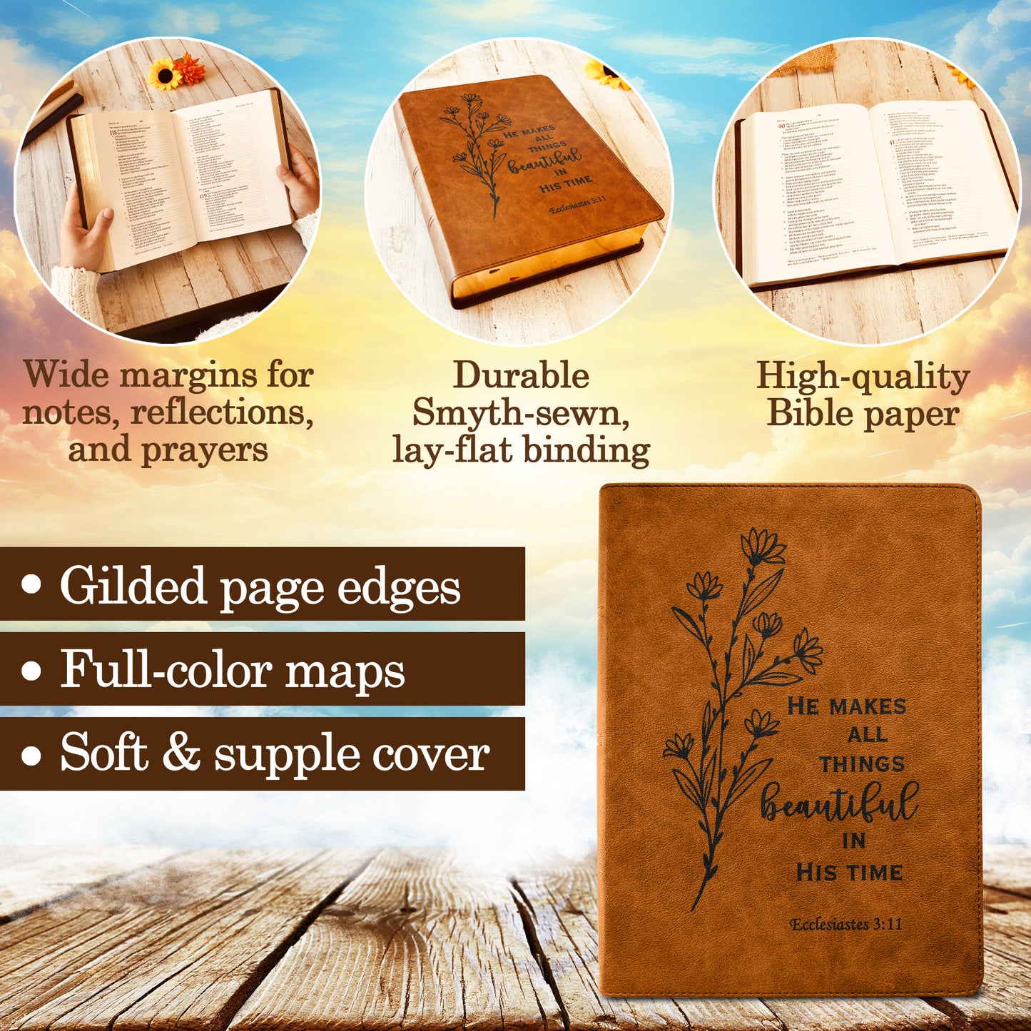 Custom Engraved CSB Wide Margin Bible, Christian Standard Bible with Full‑Color Maps, Personalized Christian Gift, Baptism Gift - Religious Books - Aylev