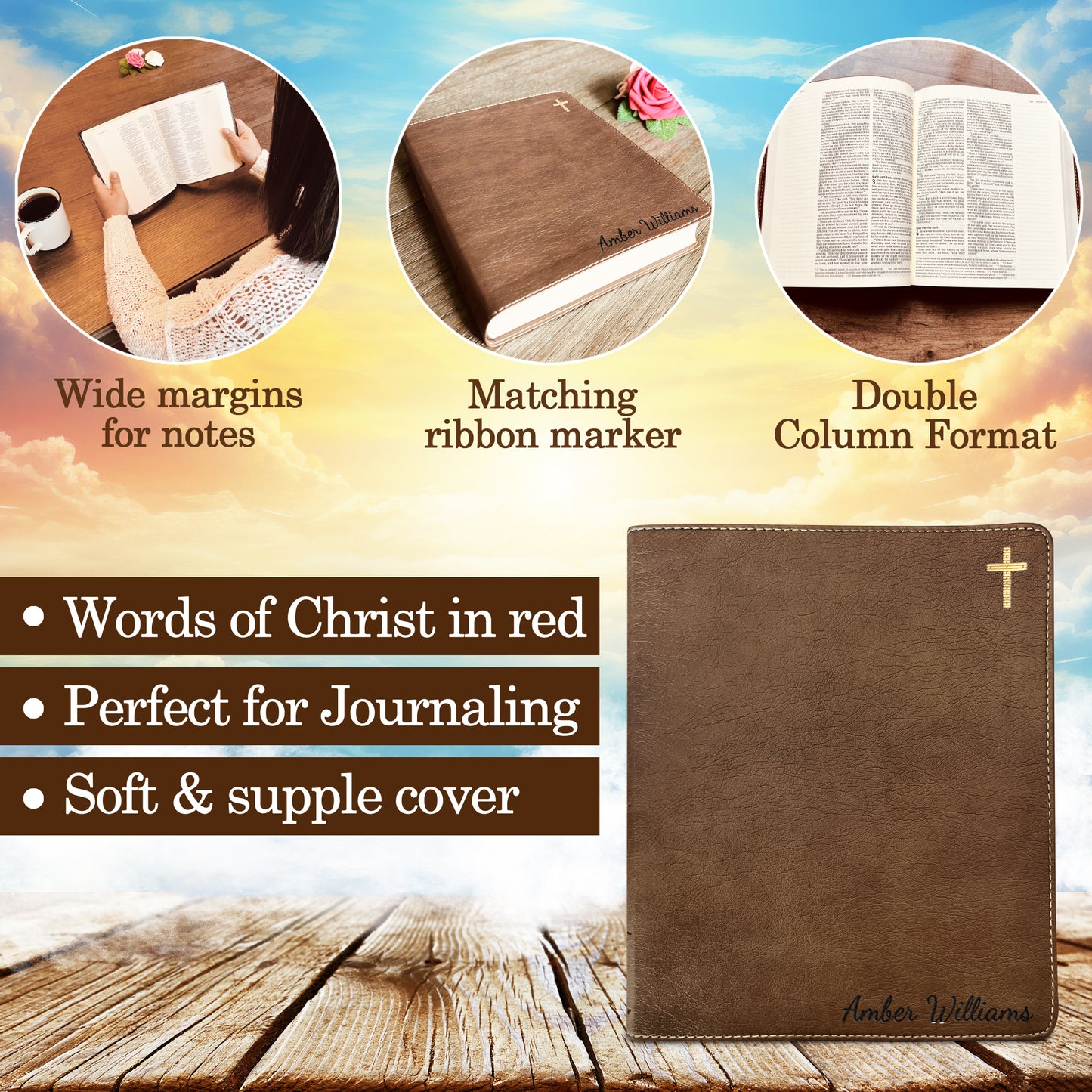 Personalized NIV Bible with name Engraved, NIV Journaling Bible, Custom Bible Engraved Name New International Version Christian Gifts - Aylev