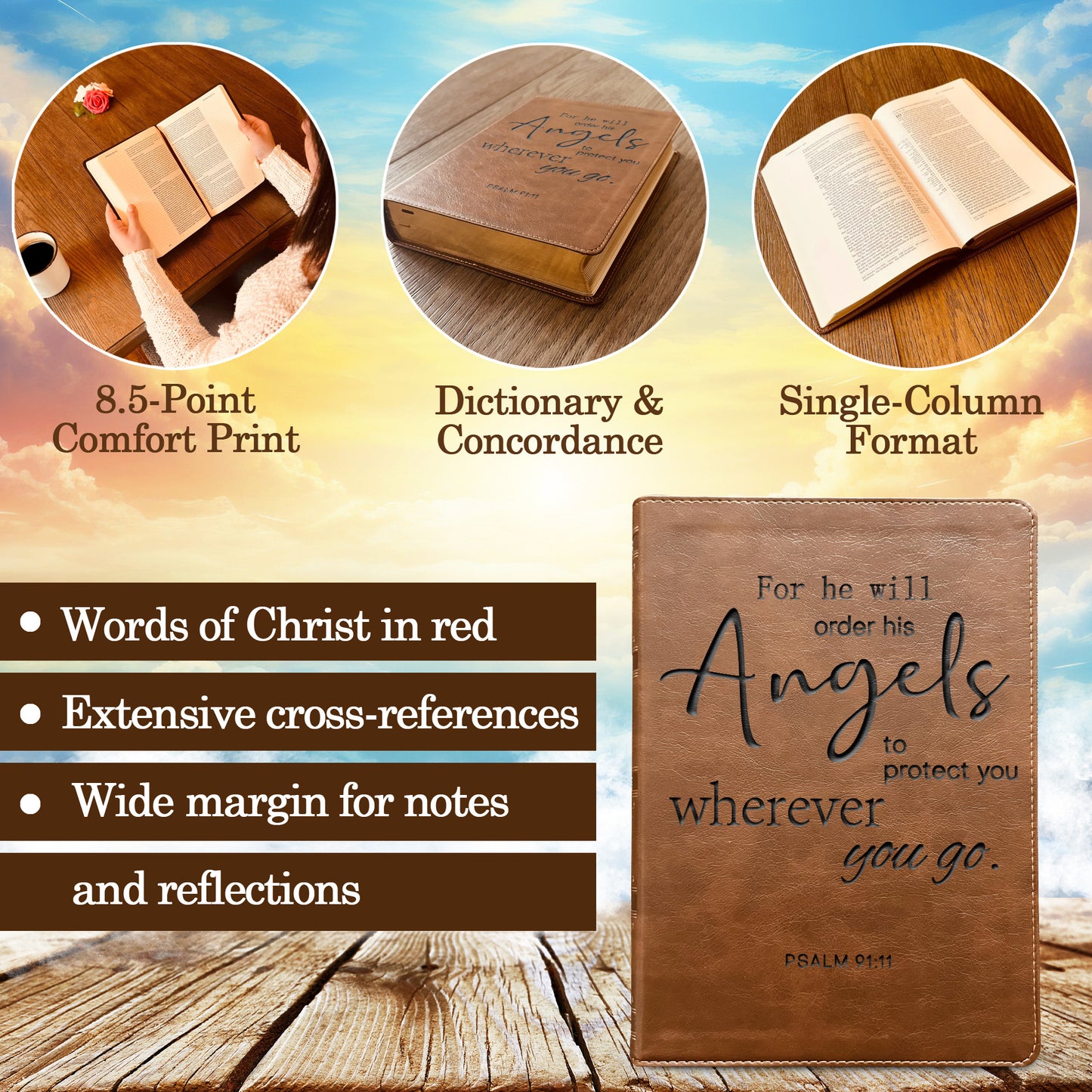 Custom Engraved NKJV Bible, Single Column Wide - Margin Reference, Red - Letter Edition, Personalized Christian Gifts for Him Her, Baptism Gifts - Religious Books - Aylev
