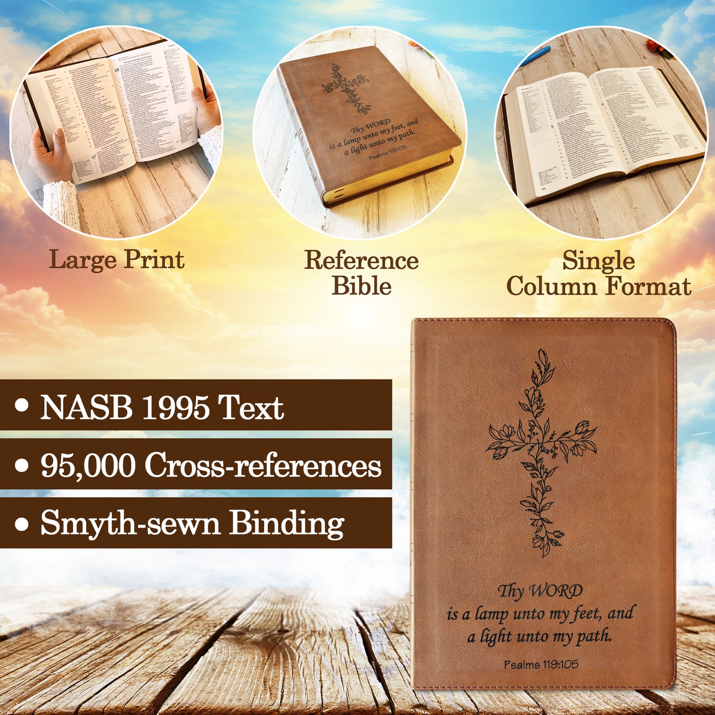 Personalized NASB 1995 Bible: Create Your Own Custom Engraved Design with a Designer, Large Print Reference New American Standard Holy Bible