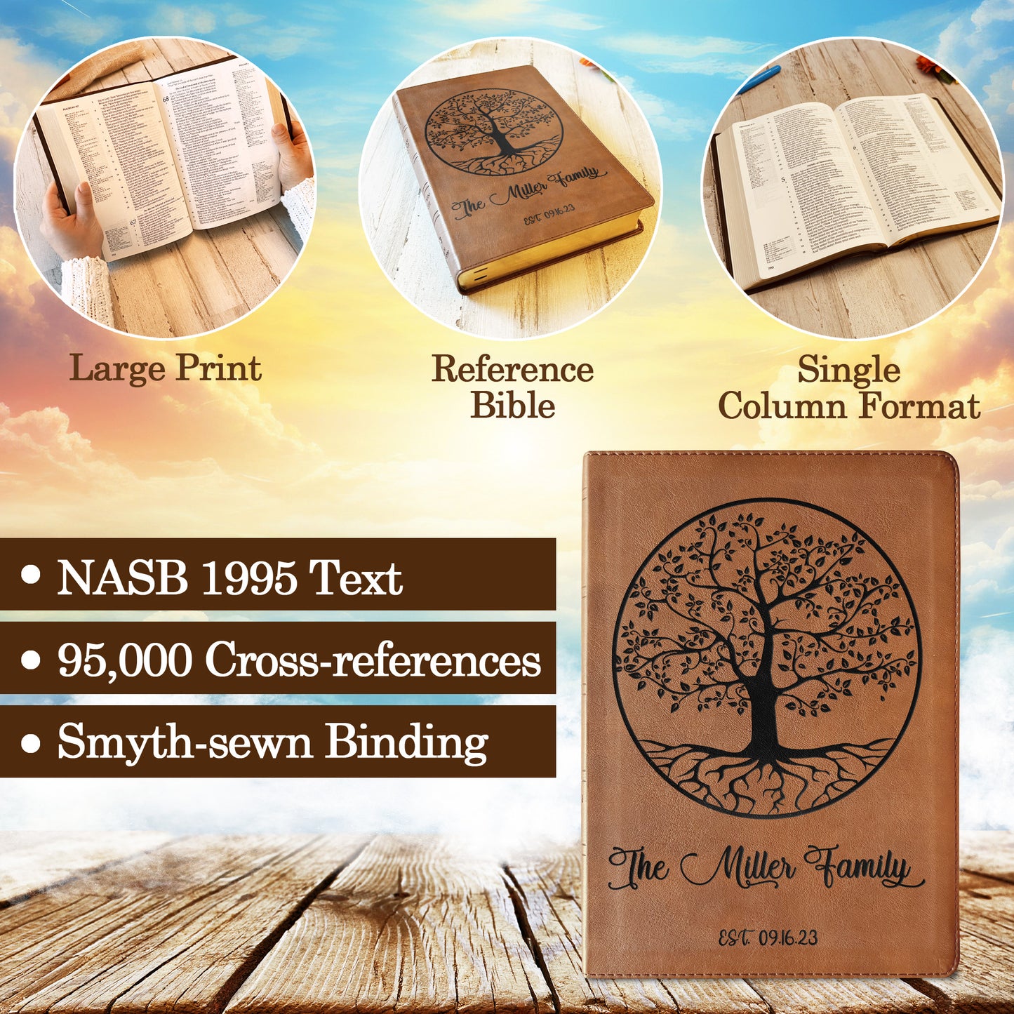 Personalized NASB 1995 Family Bible, NASB 1995 Reference Family Tree Bible, Family Records Pages, Wedding & Anniversary Gift Christian Gifts