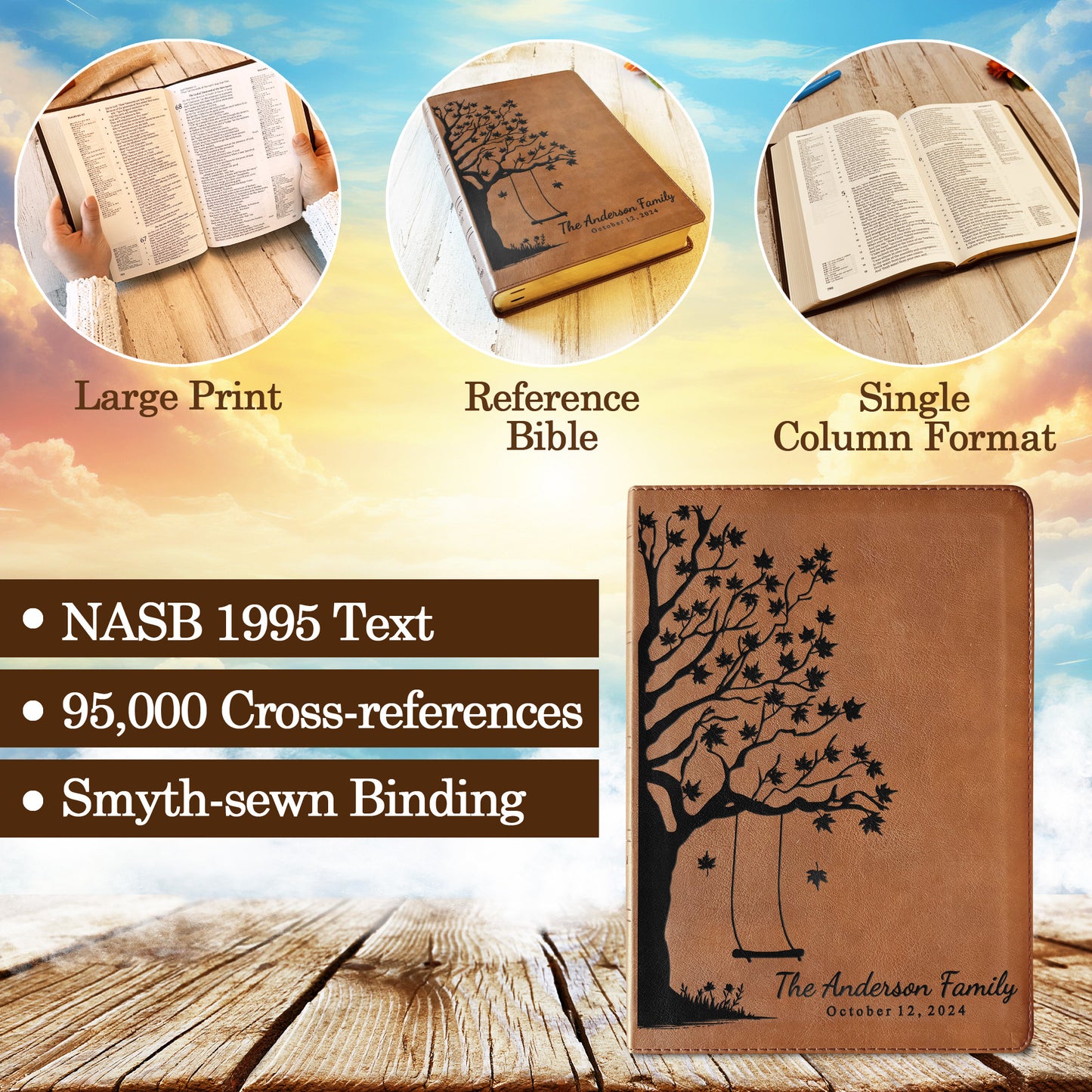 Personalized NASB 1995 Family Bible, NASB 1995 Reference Family Tree Bible, Family Records Pages, Wedding & Anniversary Gift Christian Gifts