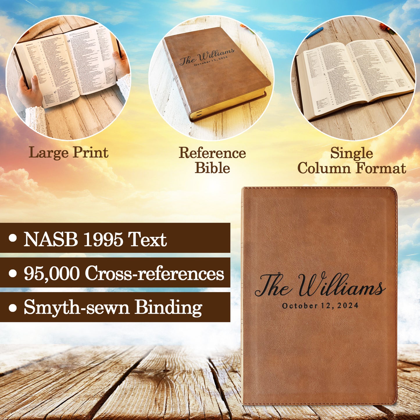 Personalized NASB 1995 Family Bible, NASB 1995 Reference Family Bible, Family Records Pages, Wedding Gifts, Anniversary Gift Christian Gifts