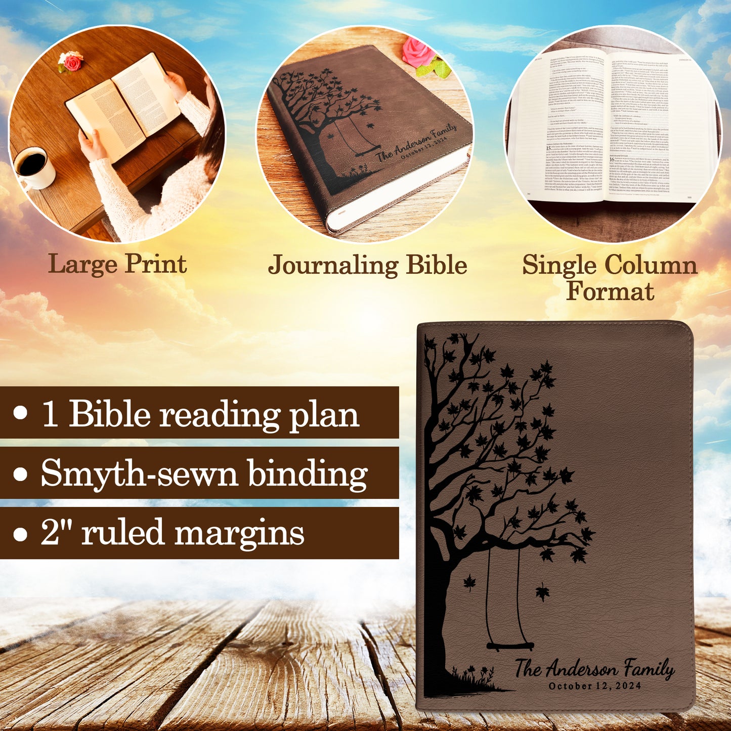 Personalized Family Bible, Custom ESV Single Column Journaling Family Bible, Engraved Bible, Wedding Gifts Christian Gifts Anniversary Gifts