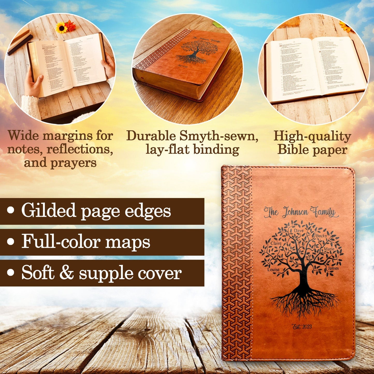 Personalized Family Bible, Custom KJV Family Tree Study Bible, Engraved Bible, Wedding Bible, Christian Gifts, Family Bible for Wedding - Religious Books - Aylev