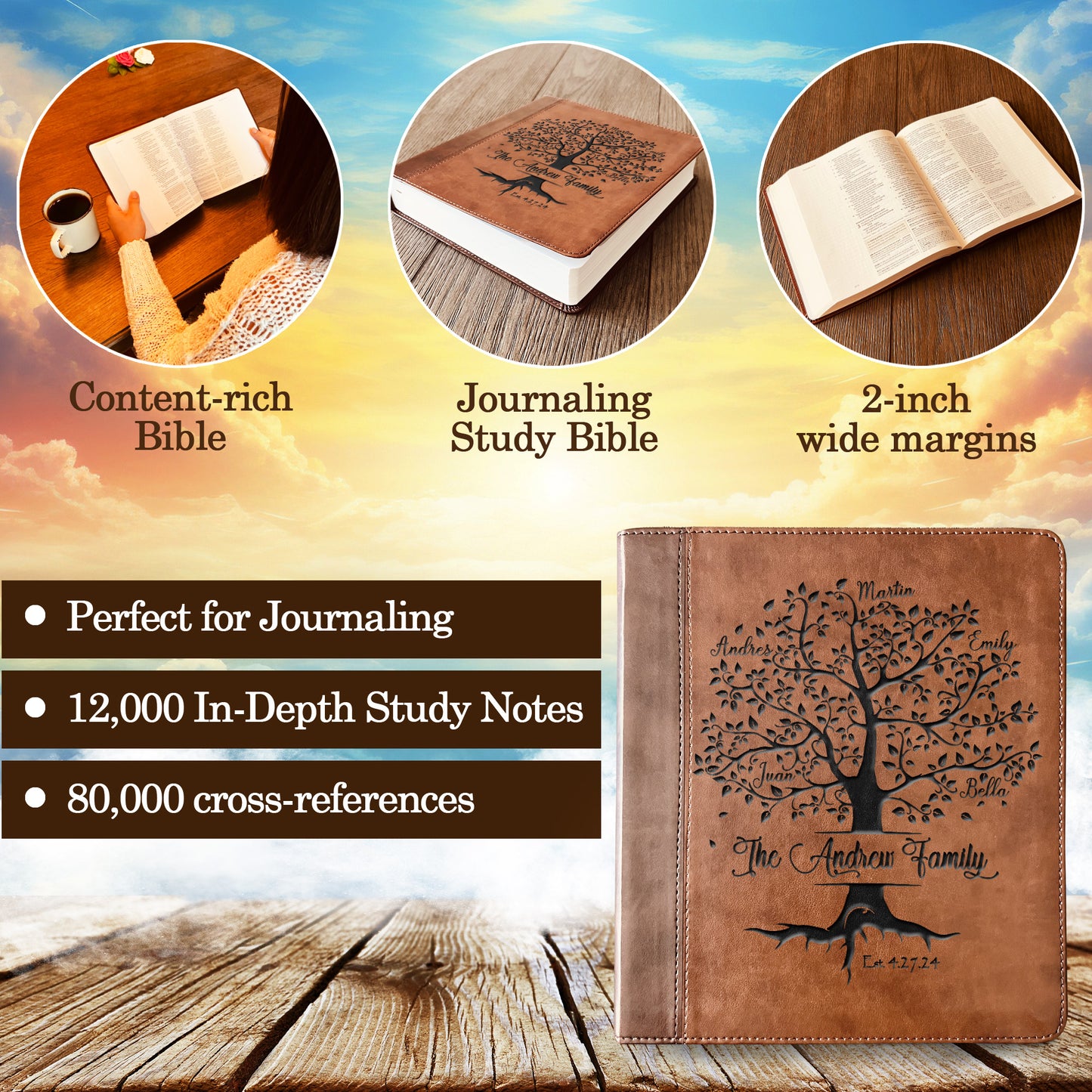Personalized Family Bible | Custom ESV Family Tree Study Bible | Engraved Bible Wedding Bible Christian Gifts Family Bible for Wedding - Aylev