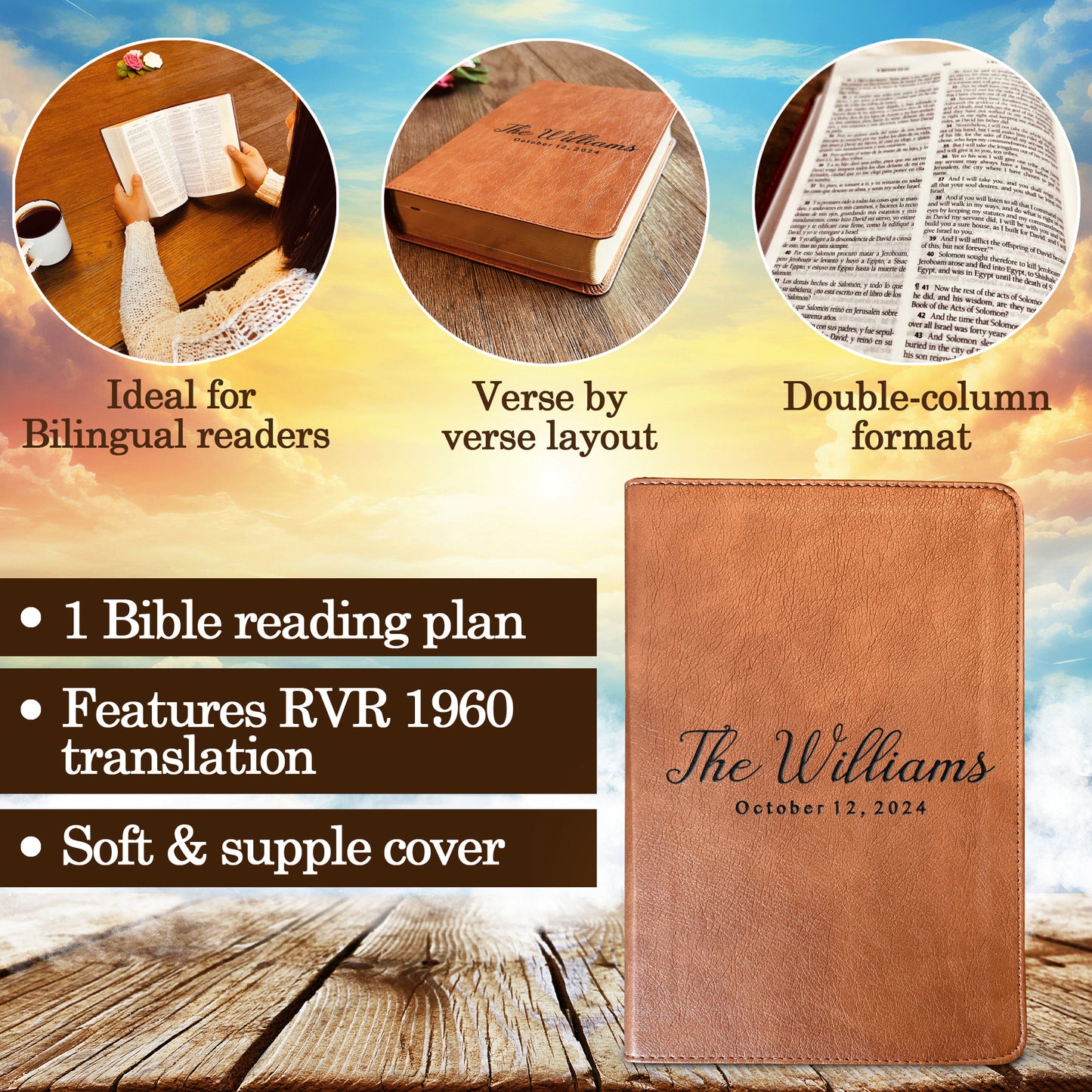 Personalized Family Bible, Custom ESV/RVR Biblia en Español Personalizada, Biblia Reina Valera 1960 en espanol Spanish Bible Christian Gifts