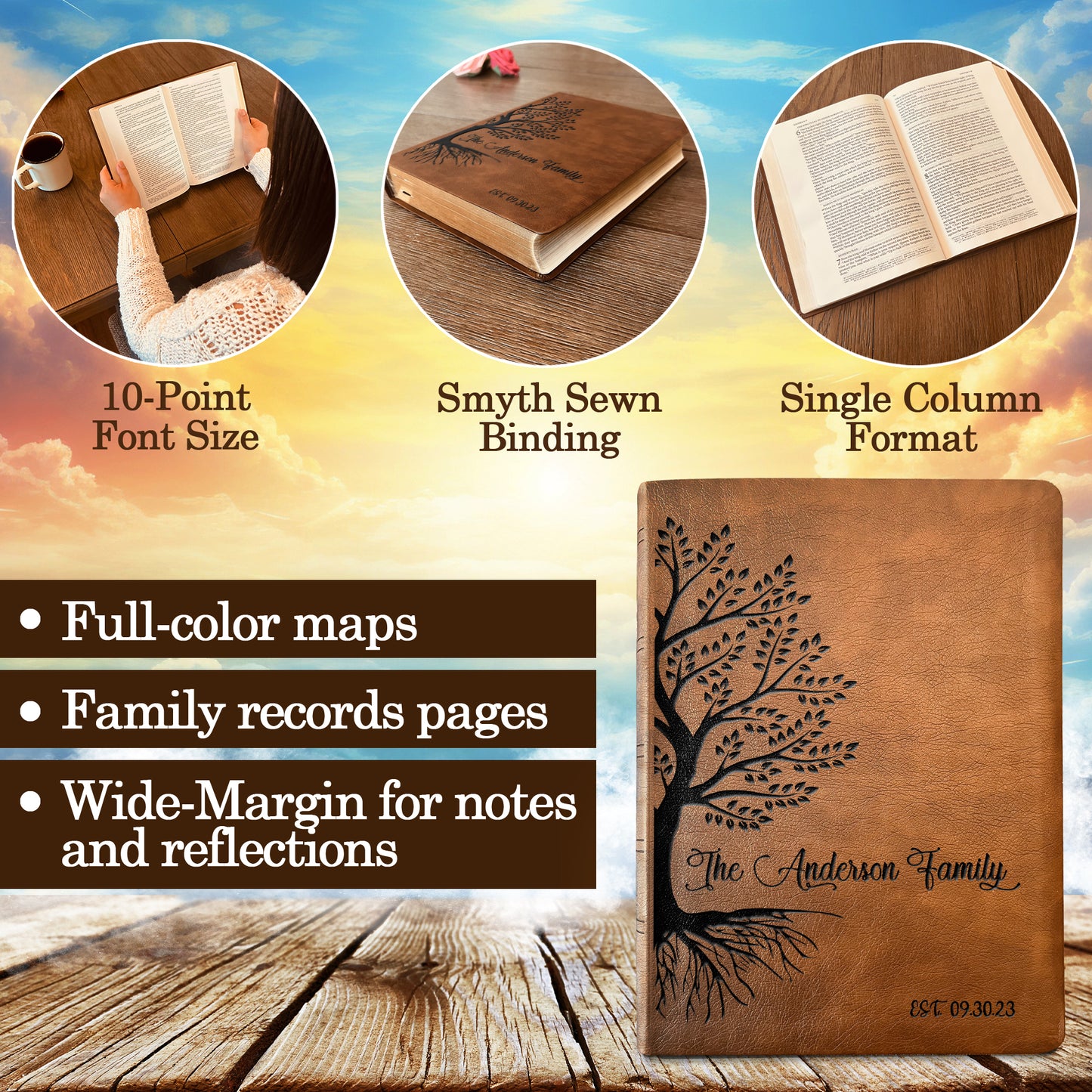 Personalized Family Bible | Custom NASB Family Tree Wide Margin Bible | Engraved Bible for Wedding Bible Christian Gifts NASB Family Bible - Aylev