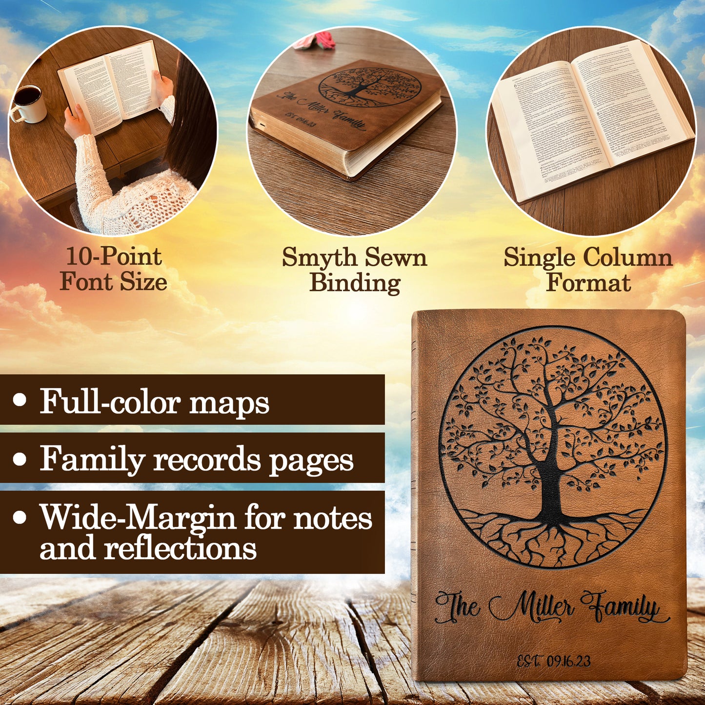 Personalized Family Bible | Custom NASB Family Tree Wide Margin Bible | Engraved Bible for Wedding Bible Christian Gifts NASB Family Bible - Aylev