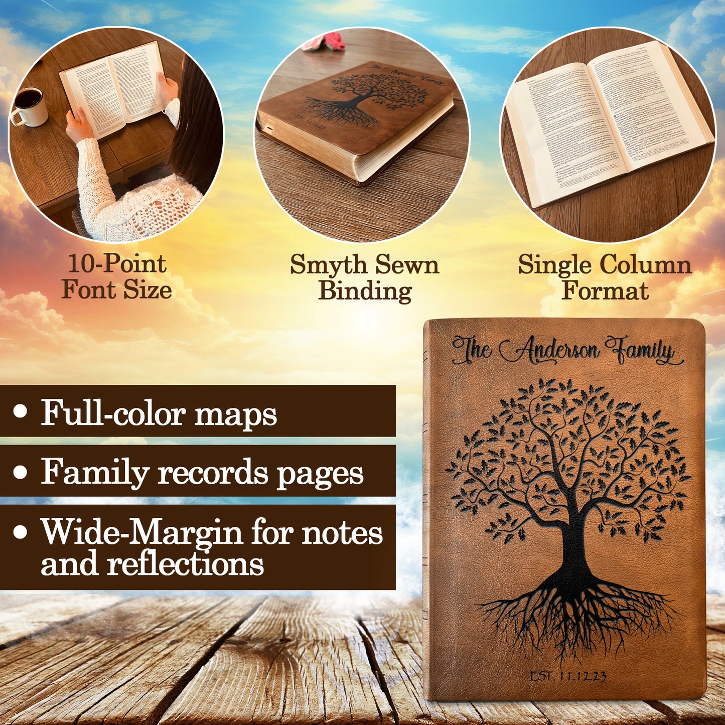 Personalized Family Bible | Custom NASB Family Tree Wide Margin Bible | Engraved Bible for Wedding Bible Christian Gifts NASB Family Bible - Aylev