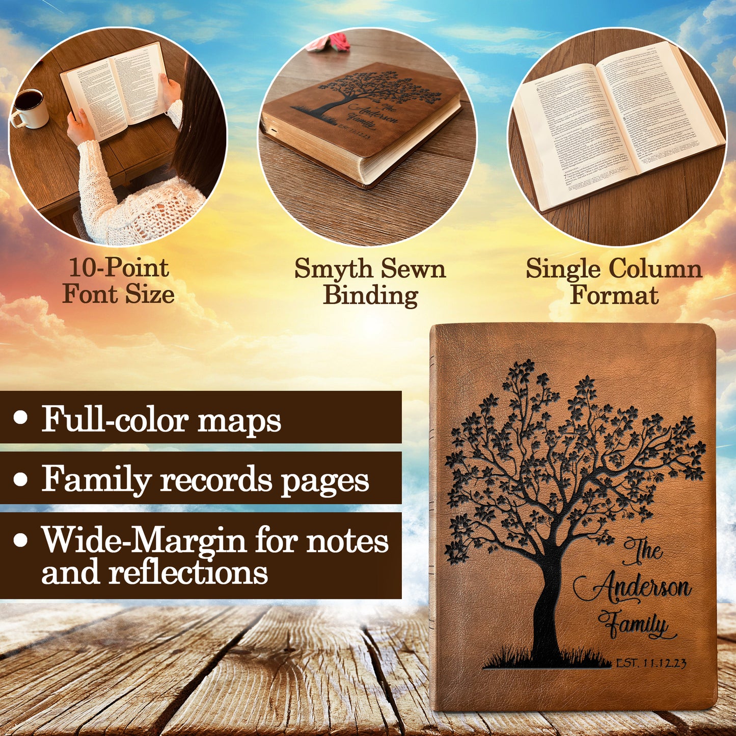 Personalized Family Bible | Custom NASB Family Tree Wide Margin Bible | Engraved Bible for Wedding Bible Christian Gifts NASB Family Bible - Aylev