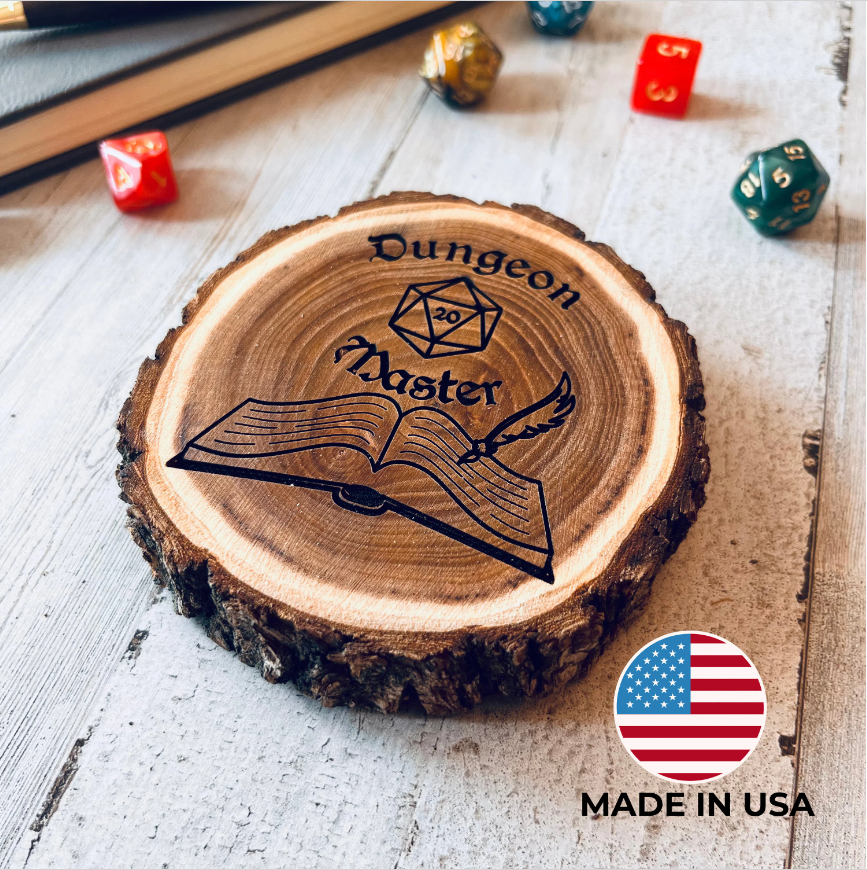 Dungeons and Dragons Real Wood Dungeon Master DnD Coaster | DnD Accessories | DnD Gift for Men | Dungeon Master Gift | DnD Stuff | D&D Gifts - Aylev