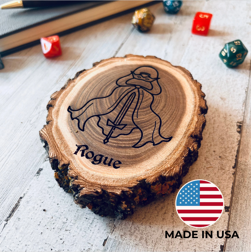 Dungeons and Dragons Real Wood Rogue DnD Coaster | DnD Accessories | DnD Gift for Men | Dungeon Master Gift | DnD Stuff | D&D Gifts - Aylev