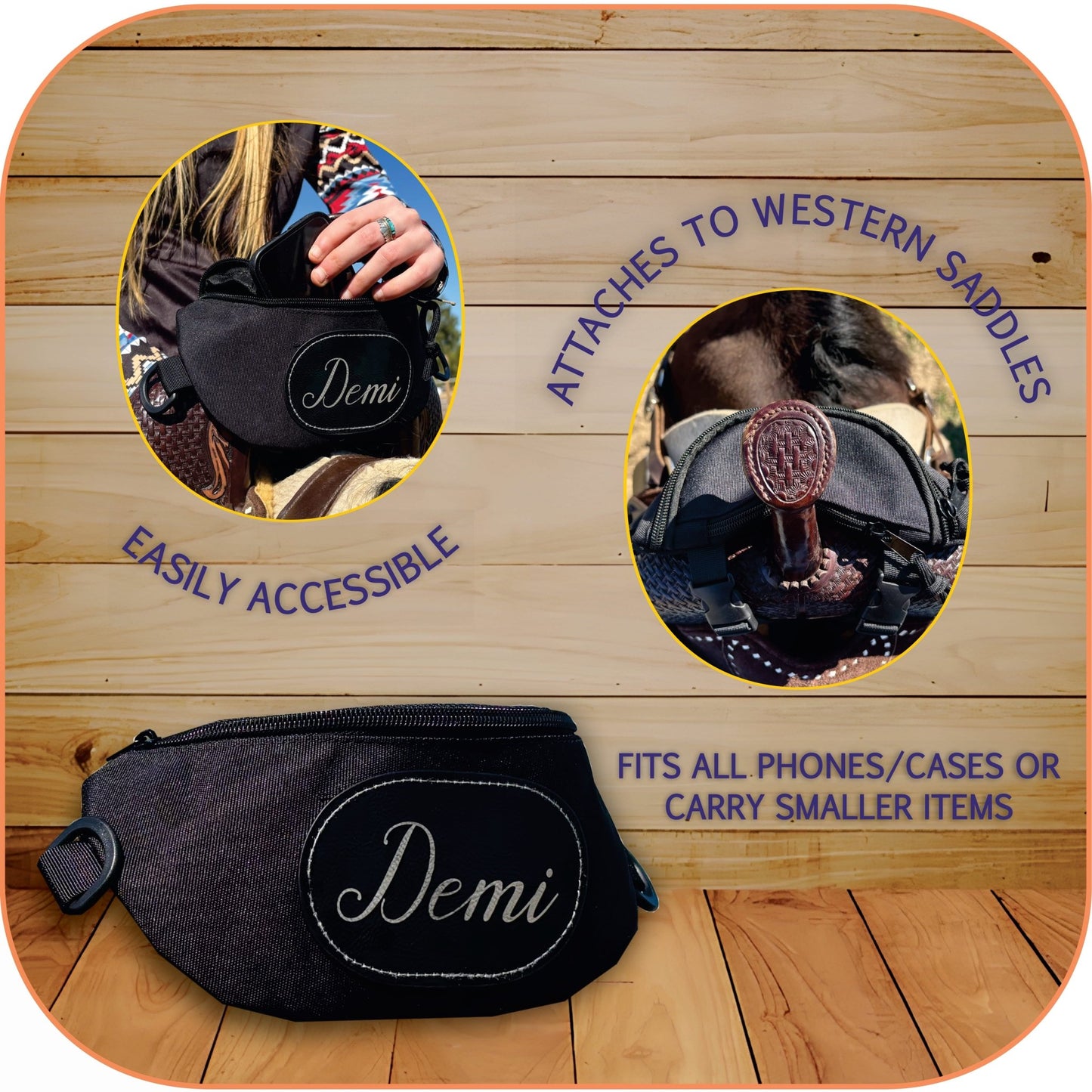 Personalized Horse Saddle Bag, Black Pommel Bag Horse Saddle, Horse Tack, Horse Gifts, Horse Stuff, Equestrian Gifts, Saddle Accessories - Horse Tack Accessories - Aylev